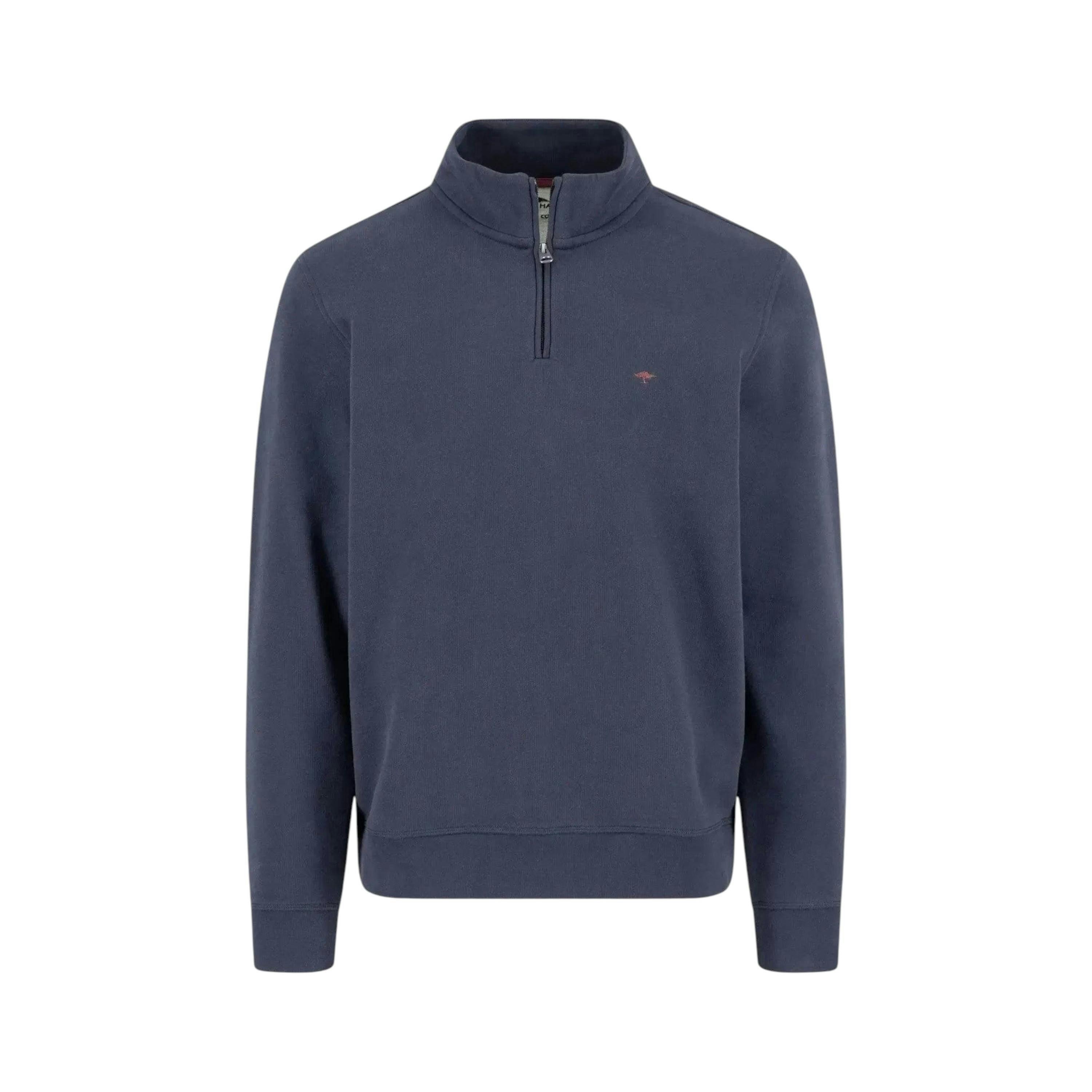 1/4 Zip Stand Collar Cotton Sweat Navy , view 1 of 3