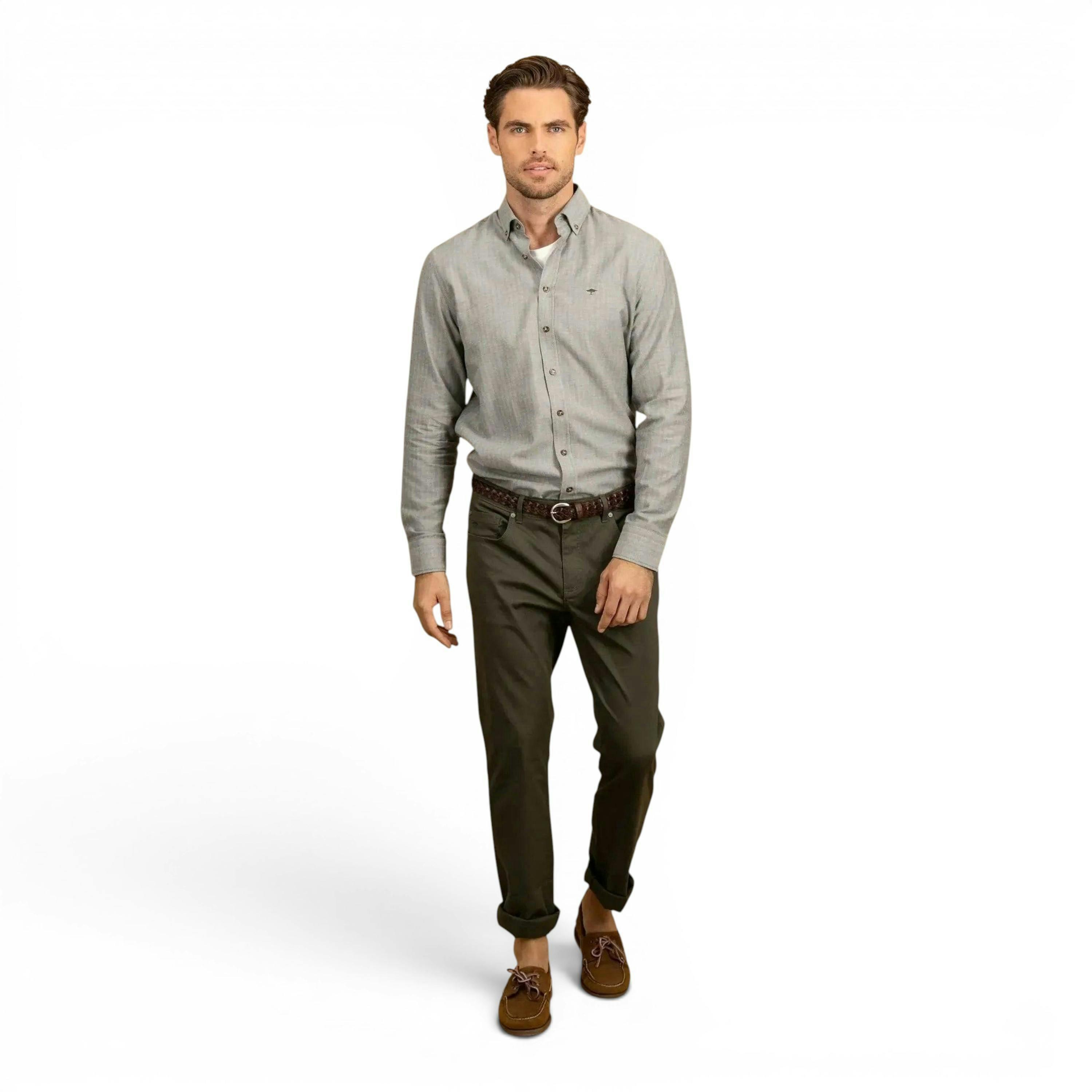Herringbone Flannel Button Down Shirt Dark Ivy , view 3 of 5