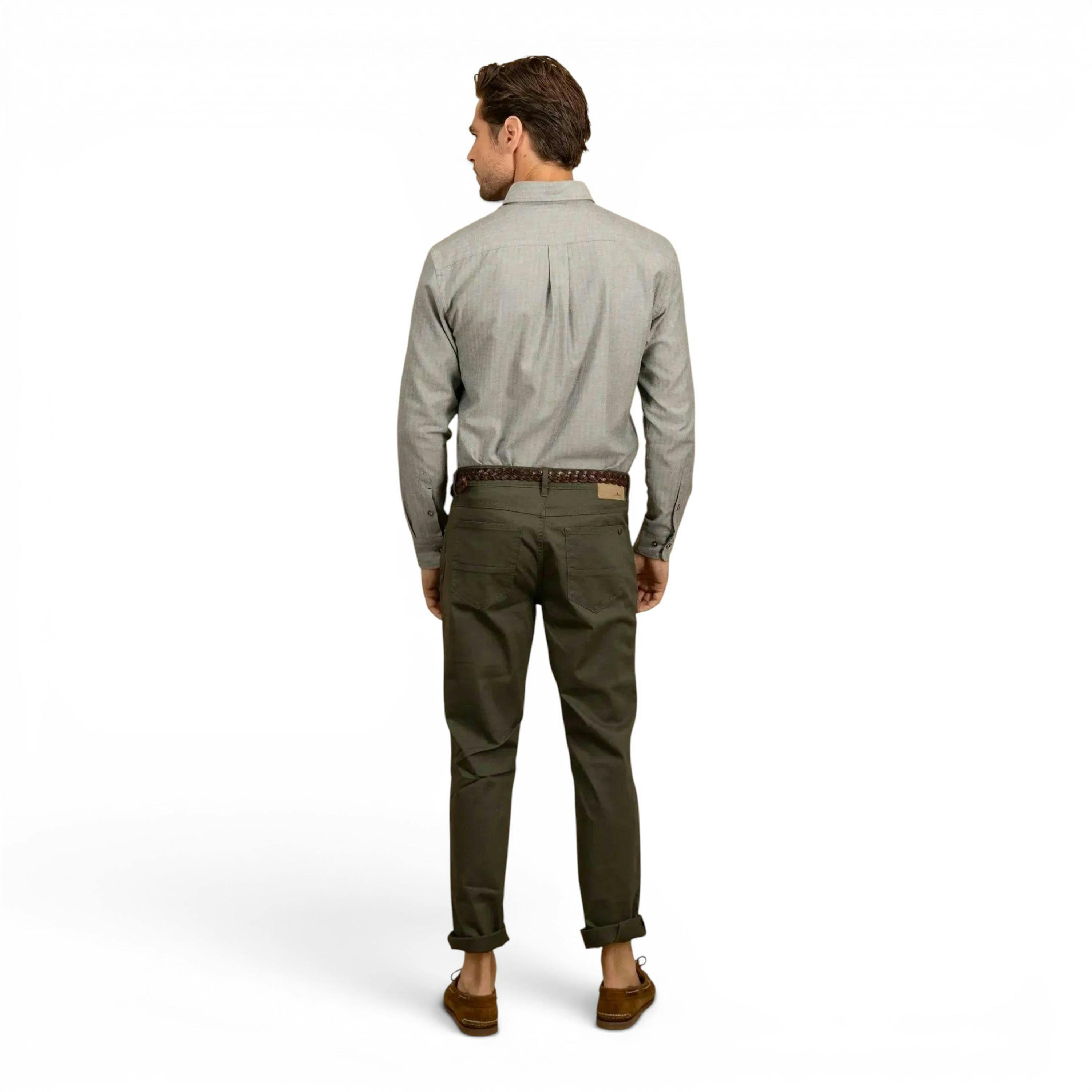 Herringbone Flannel Button Down Shirt Dark Ivy , view 4 of 5