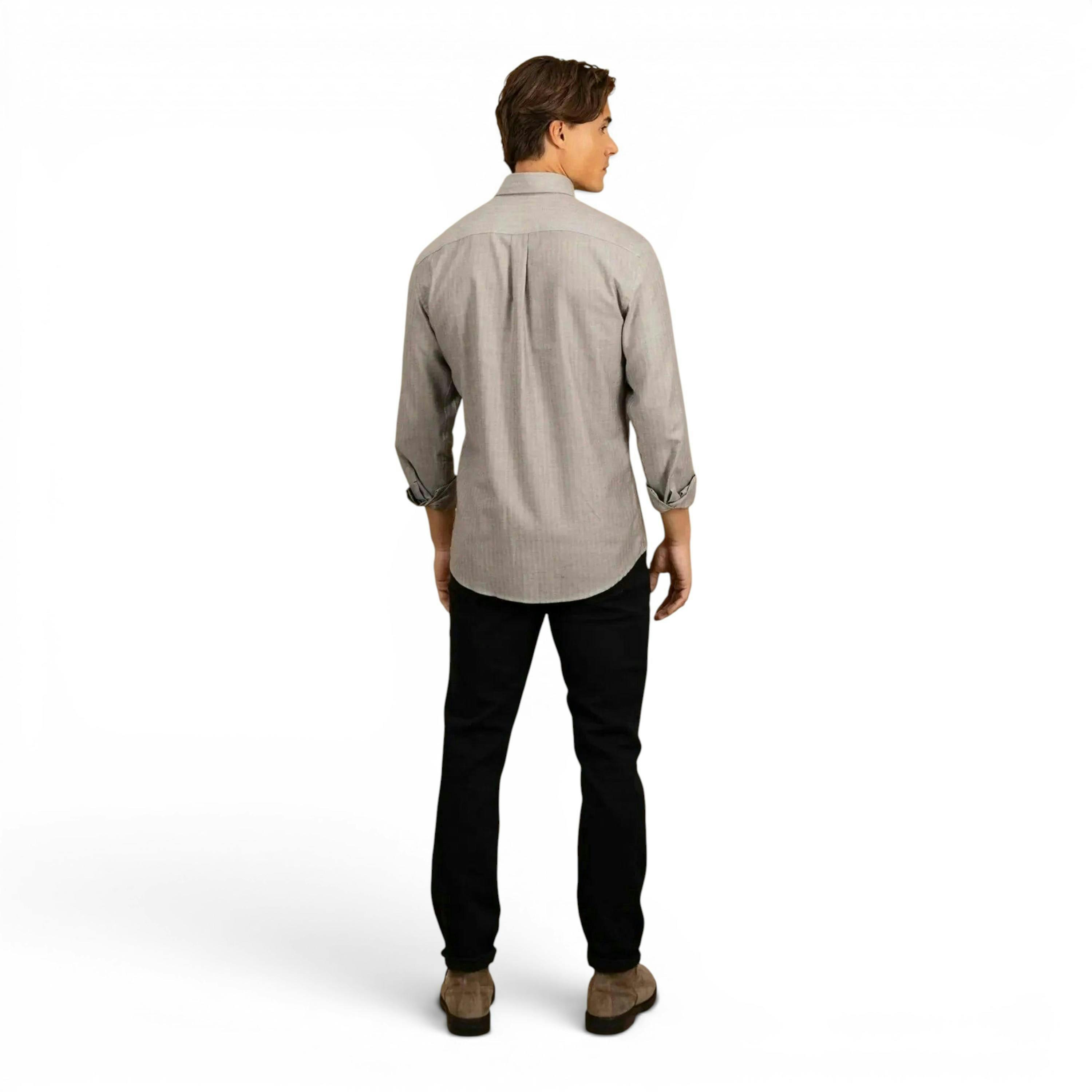 Herringbone Flannel Button Down Shirt Dark Chocolate , view 4 of 5