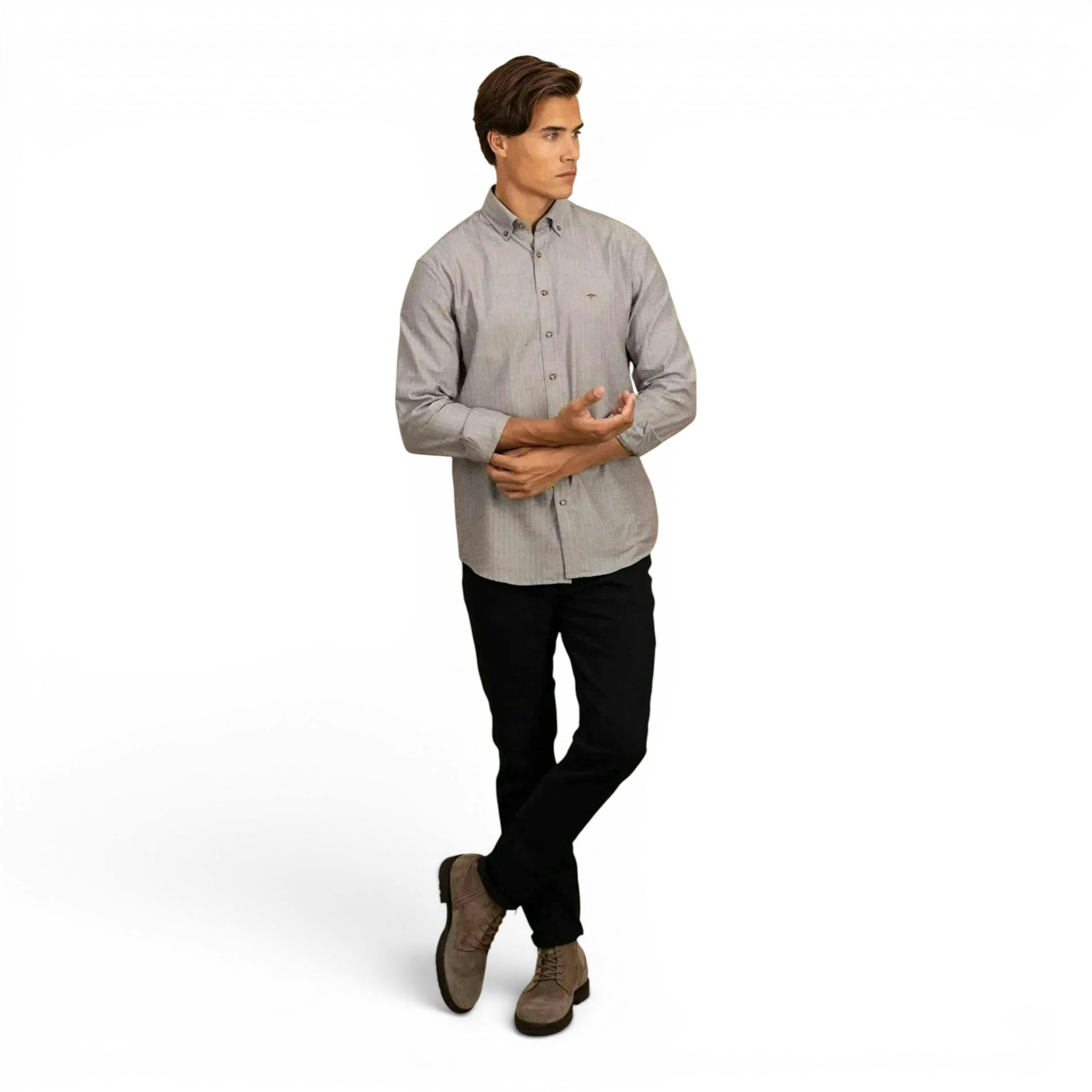 Herringbone Flannel Button Down Shirt Dark Chocolate , view 5 of 5
