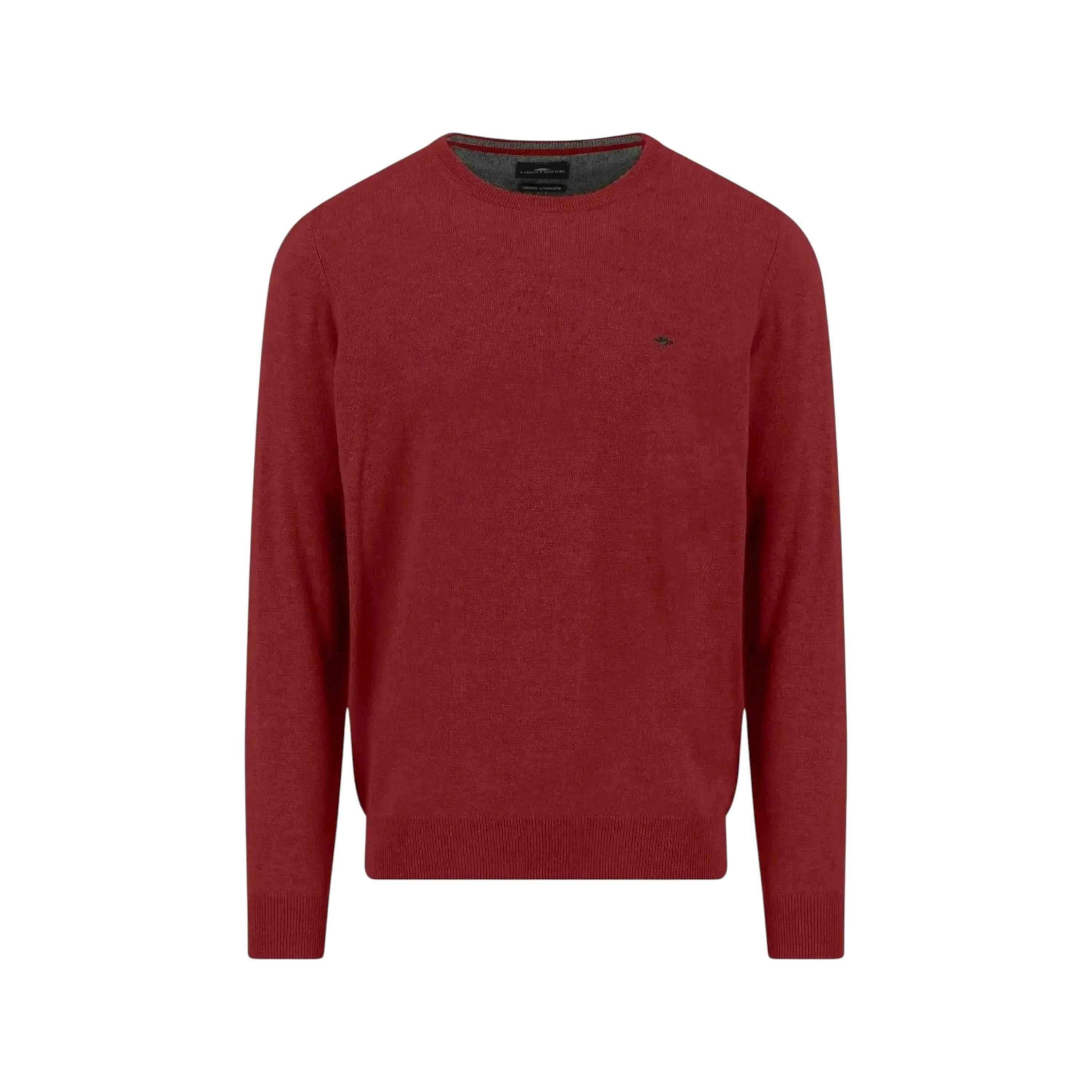 Merino Wool Cashmere Crewneck Knit Garnet Red , view 1 of 3