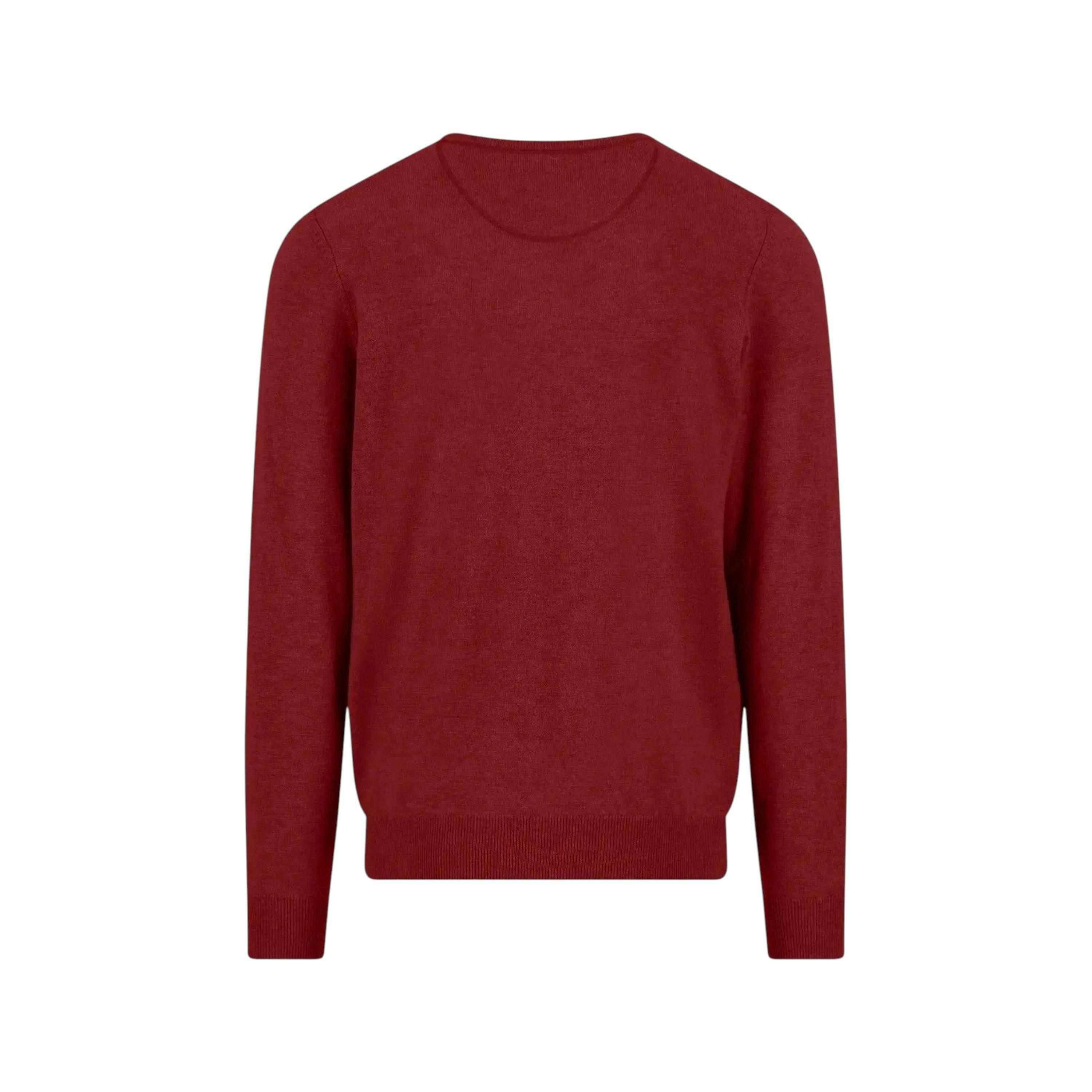 Merino Wool Cashmere Crewneck Knit Garnet Red , view 2 of 3