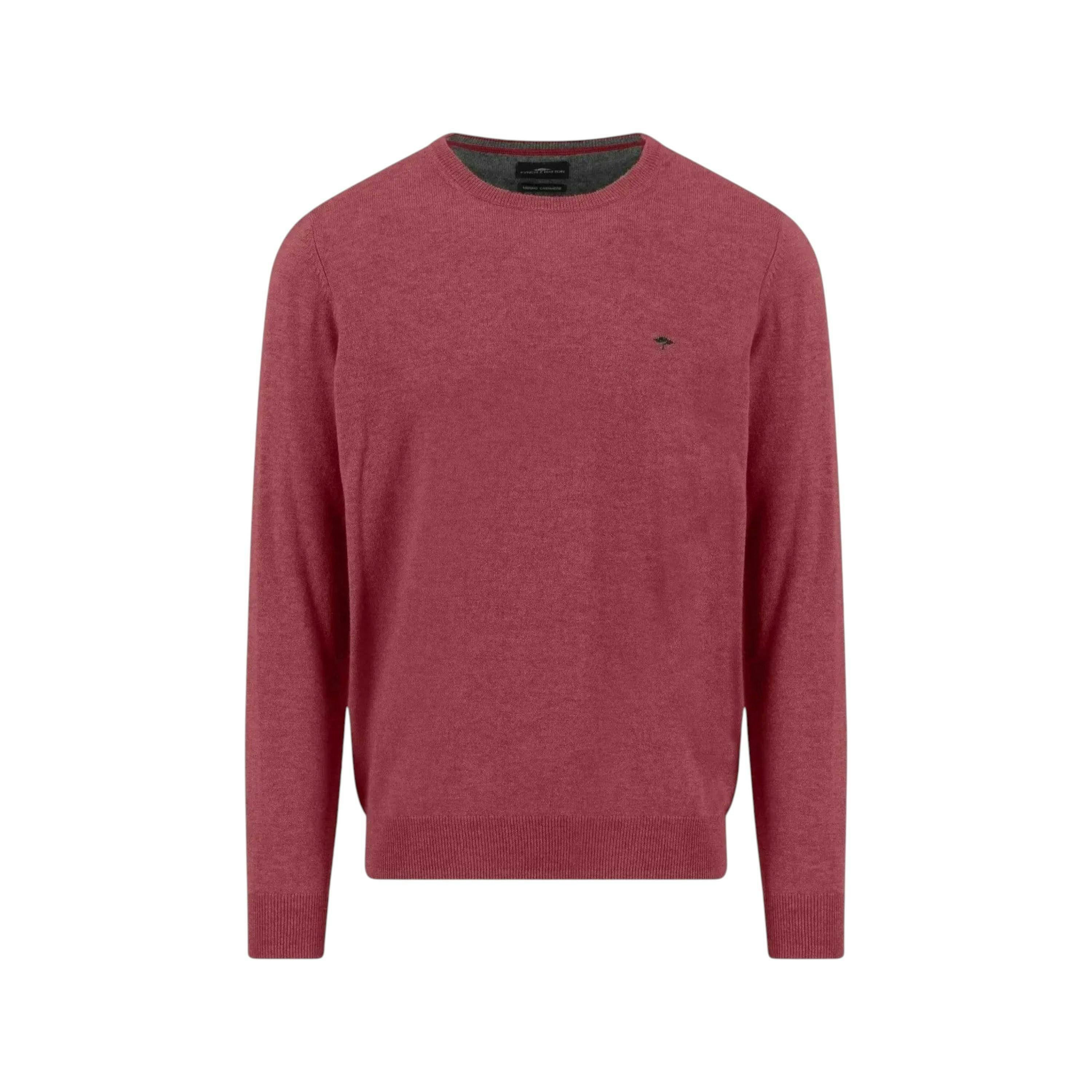 Merino Wool Cashmere Crewneck Knit Berry , view 1 of 2