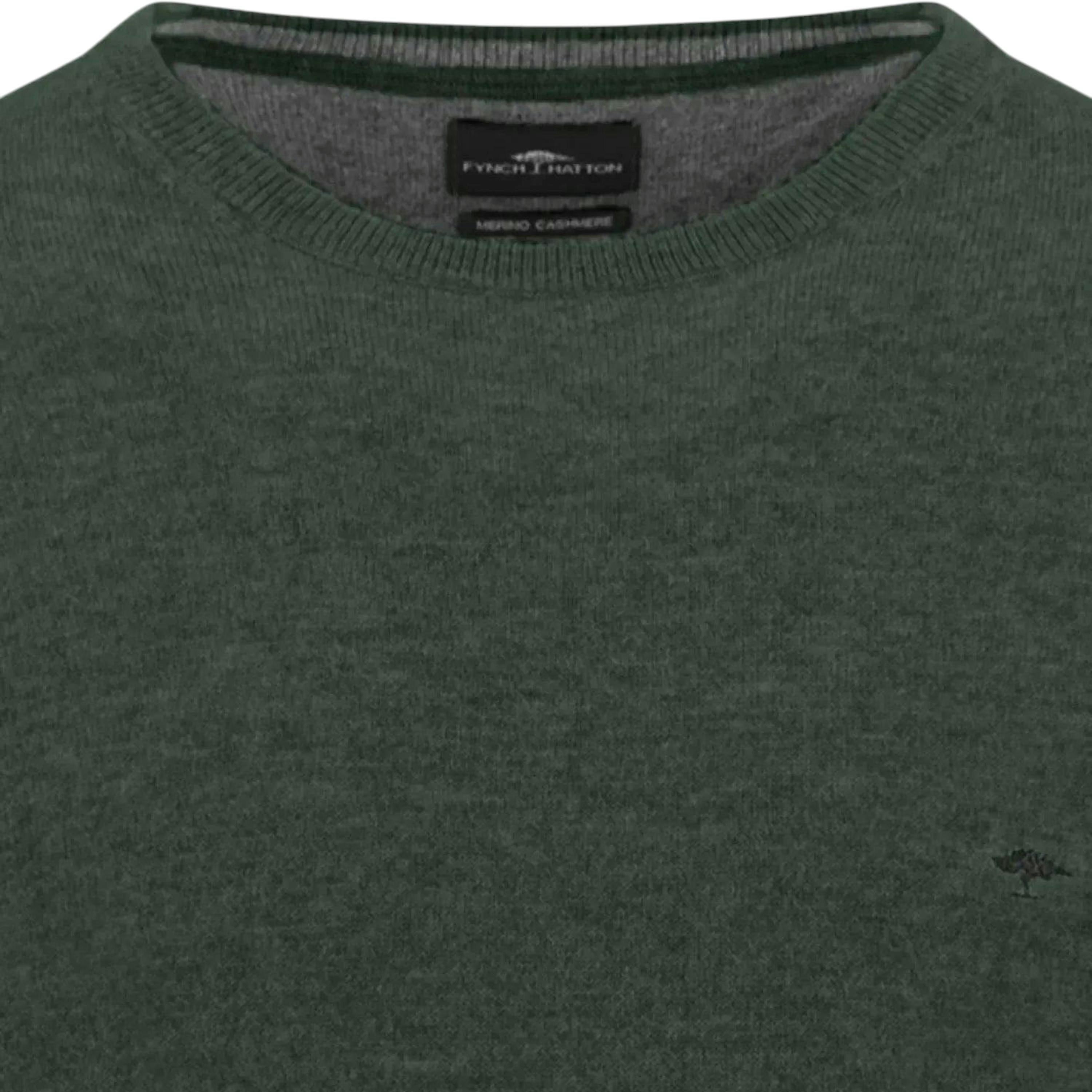 Merino Wool Cashmere Crewneck Knit Dark Ivy , view 3 of 3