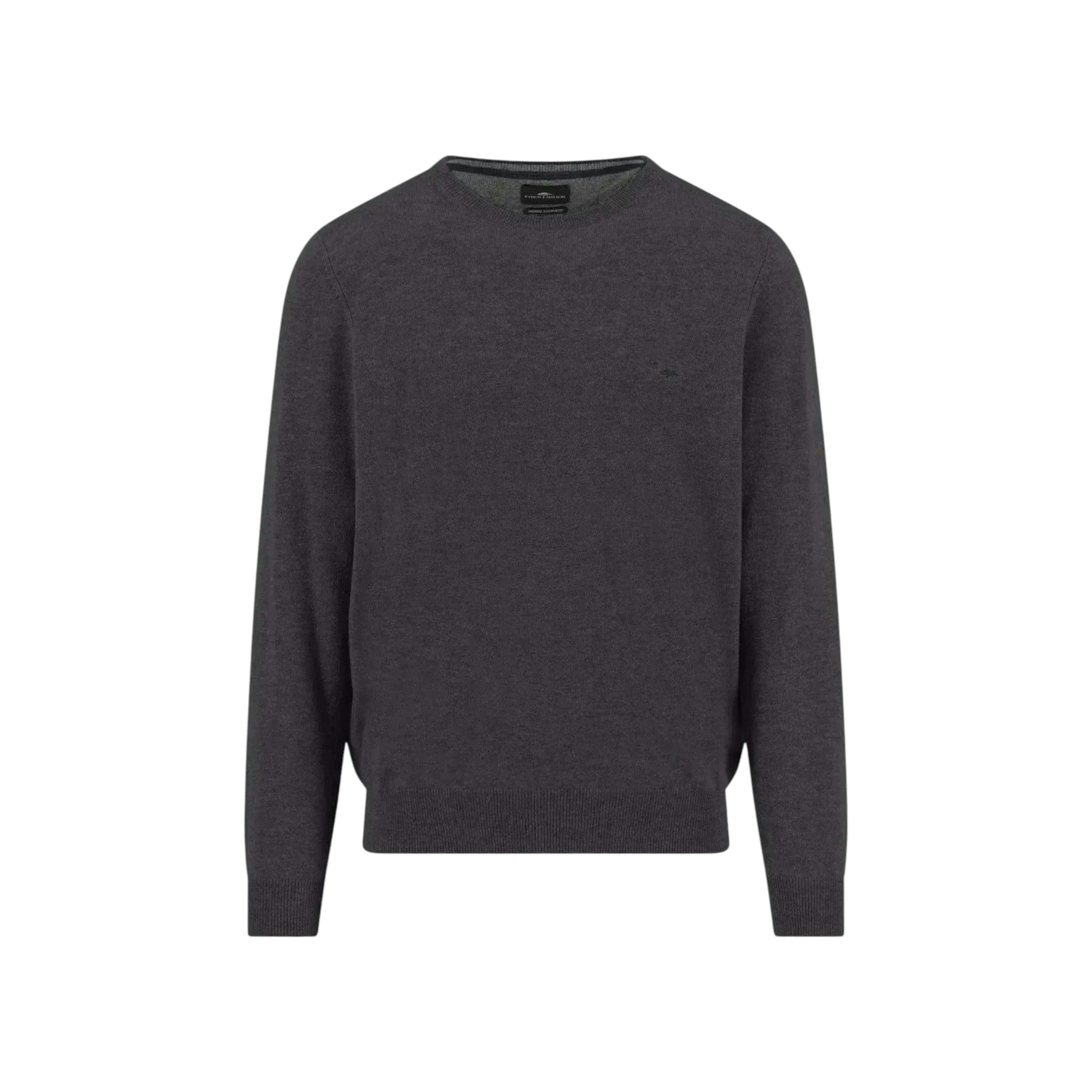 Merino Wool Cashmere Crewneck Knit Charcoal , view 1 of 2
