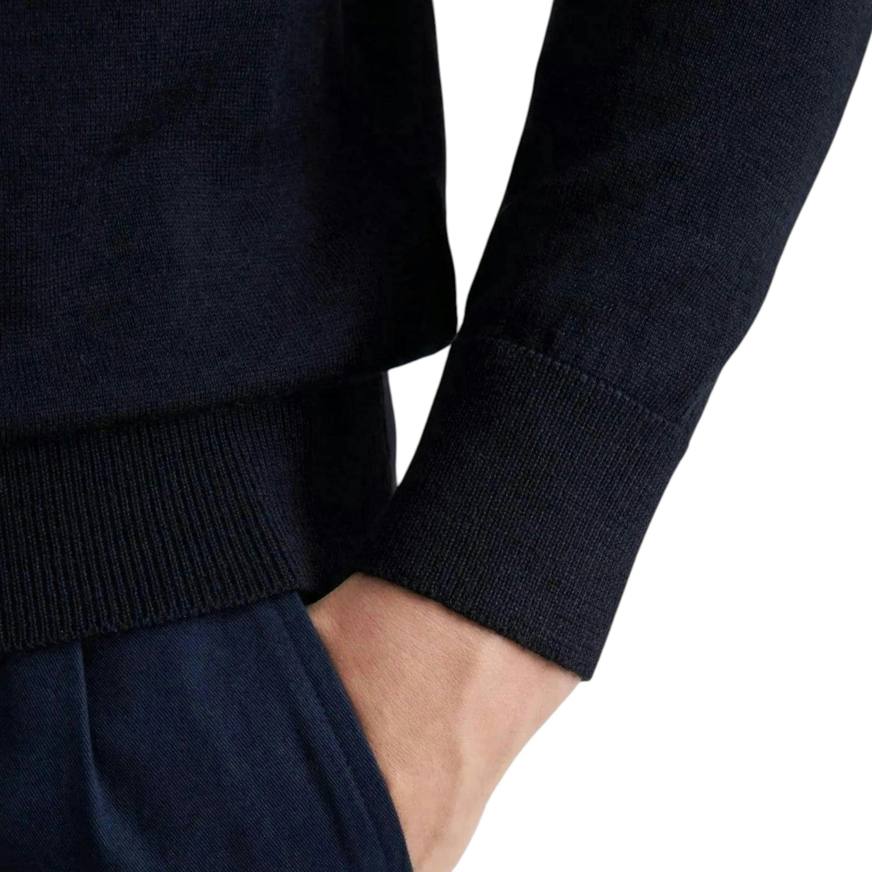 Seidensticker Merino Wool Polo Collar Knit Dark Blue , view 4 of 6