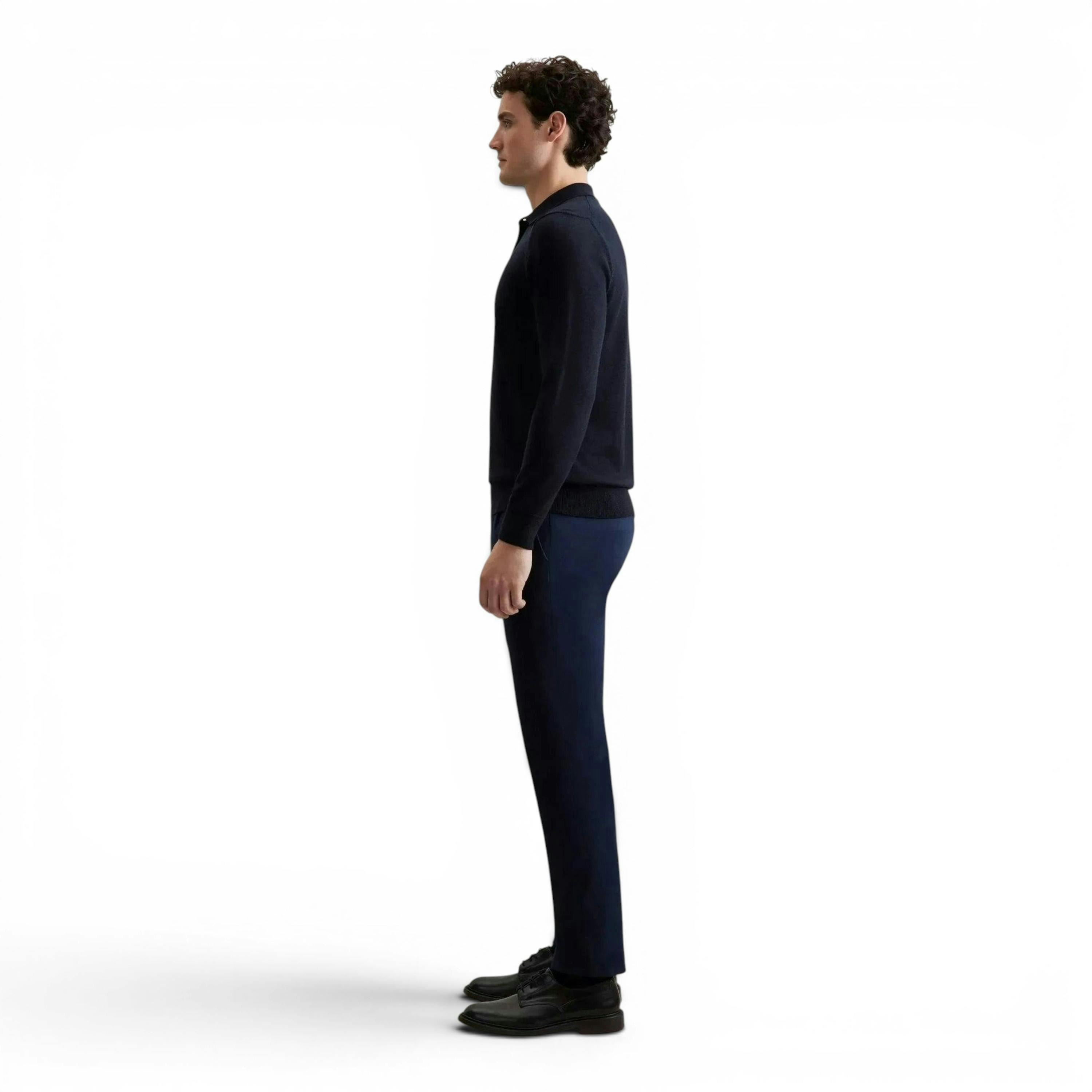 Seidensticker Merino Wool Polo Collar Knit Dark Blue , view 6 of 6