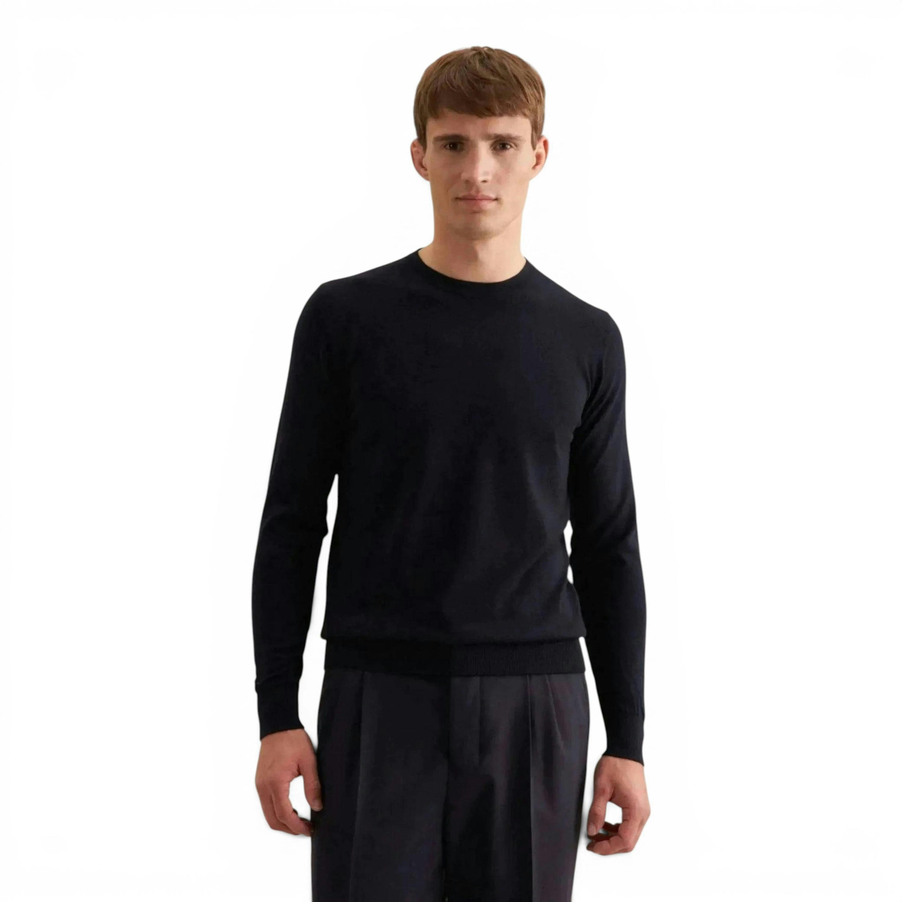 Seidensticker Merino Wool Crewneck Knit Dark Blue , view 1 of 6