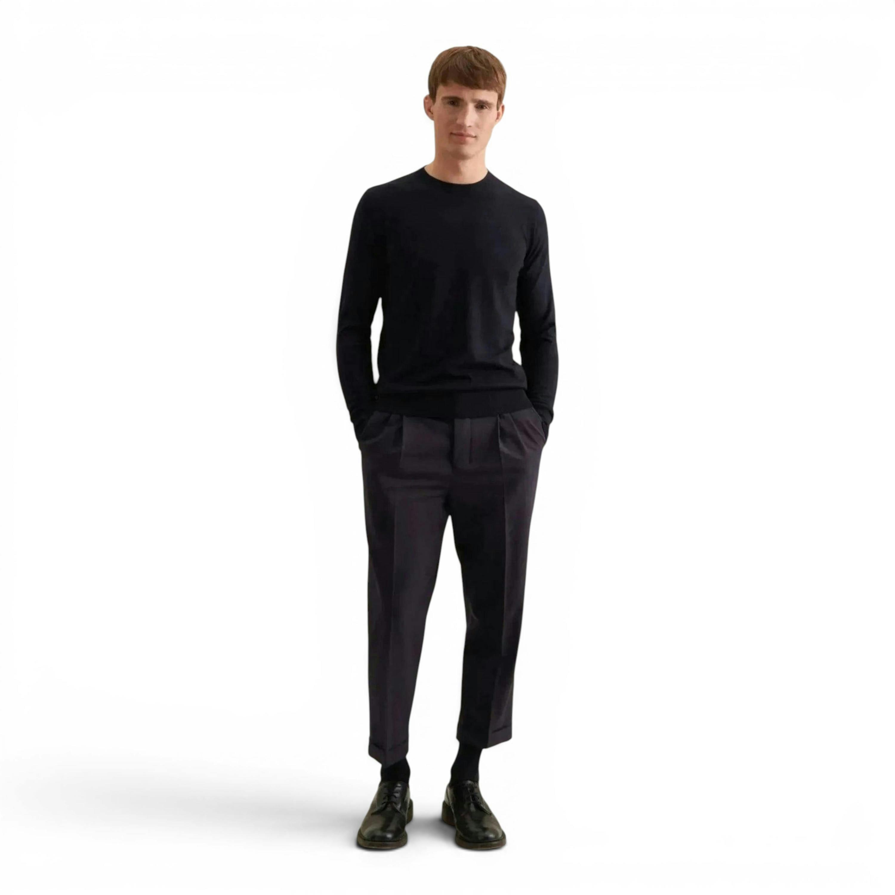 Seidensticker Merino Wool Crewneck Knit Dark Blue , view 5 of 6