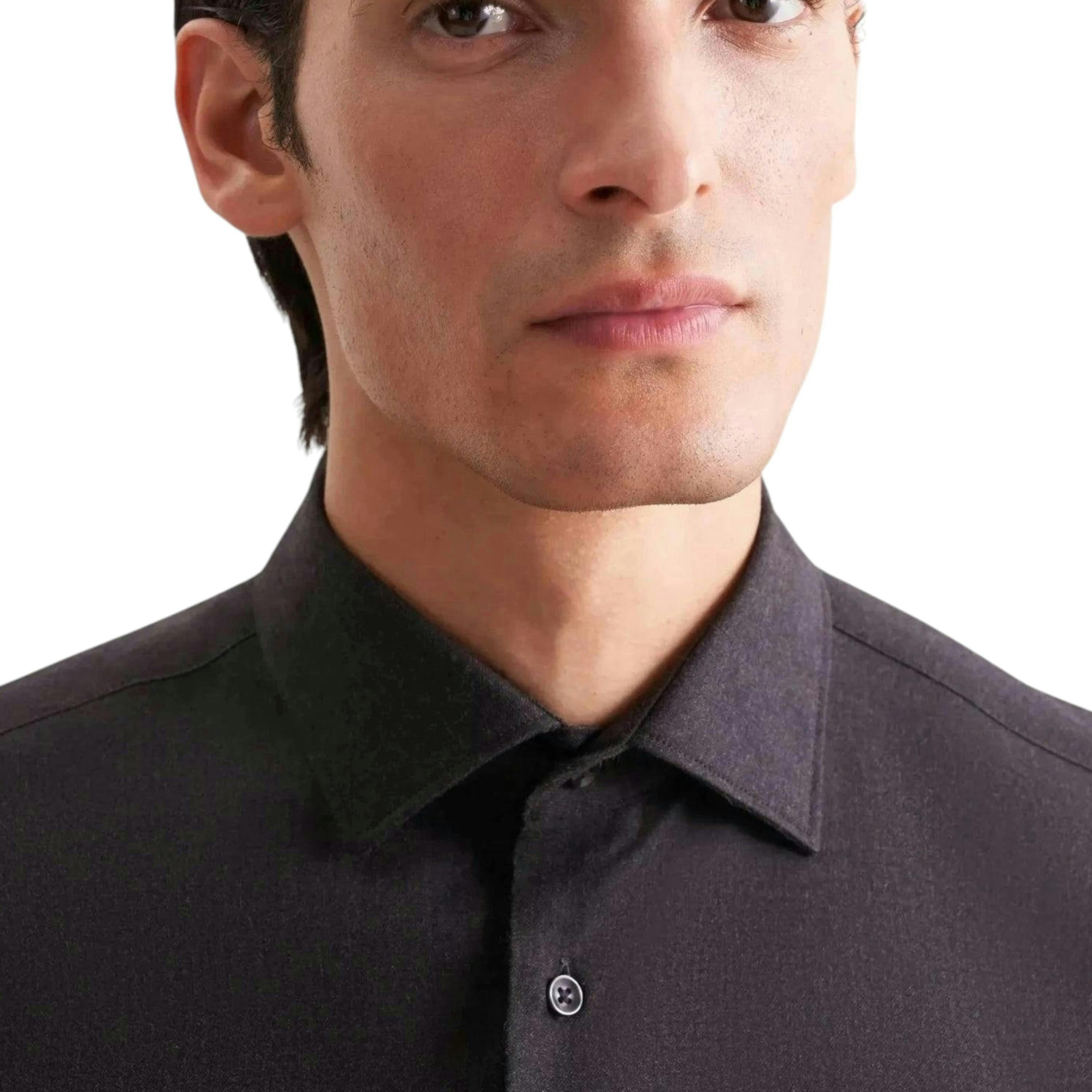 Seidensticker Slim Fit New Kent Flannel Shirt Grey , view 3 of 6