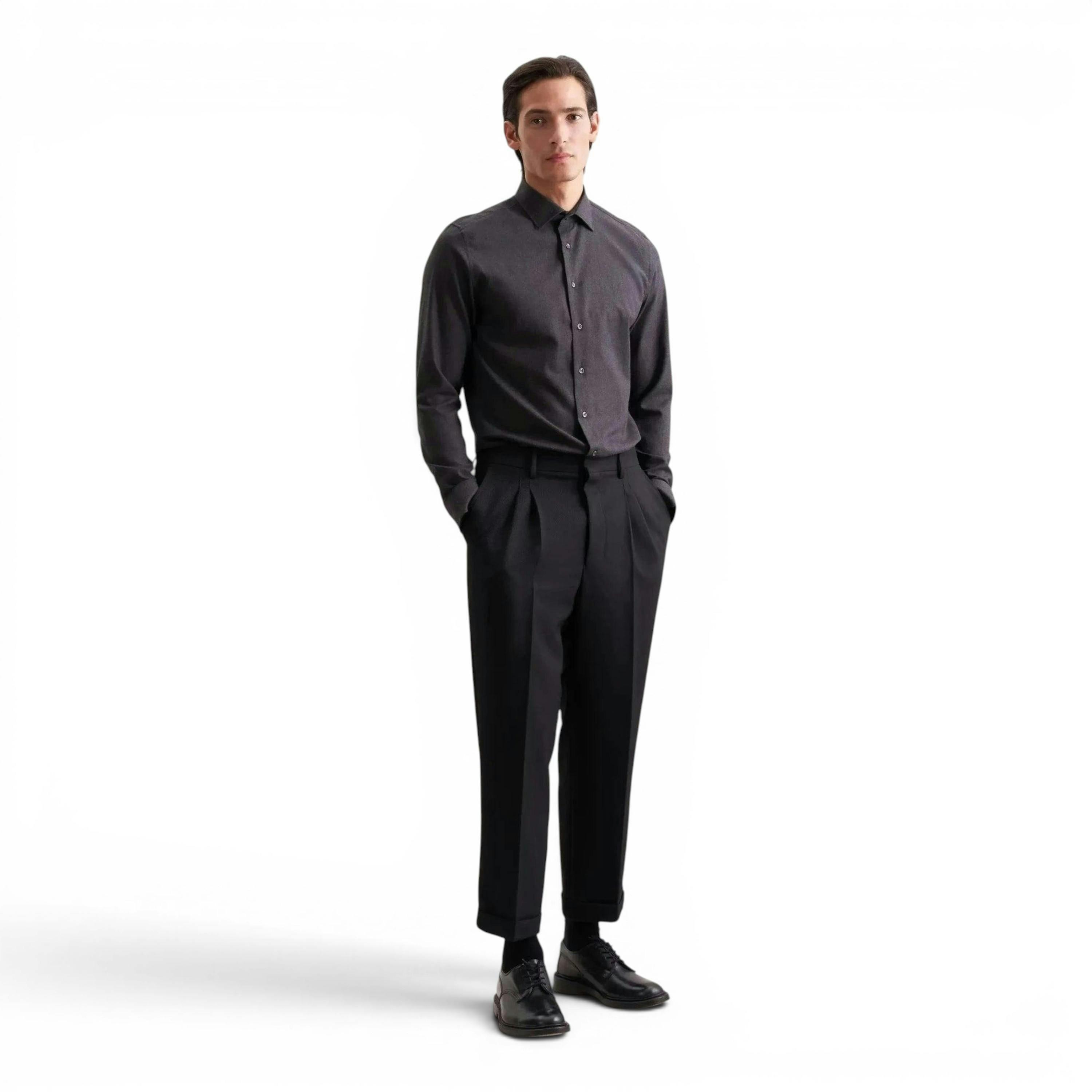 Seidensticker Slim Fit New Kent Flannel Shirt Grey , view 5 of 6