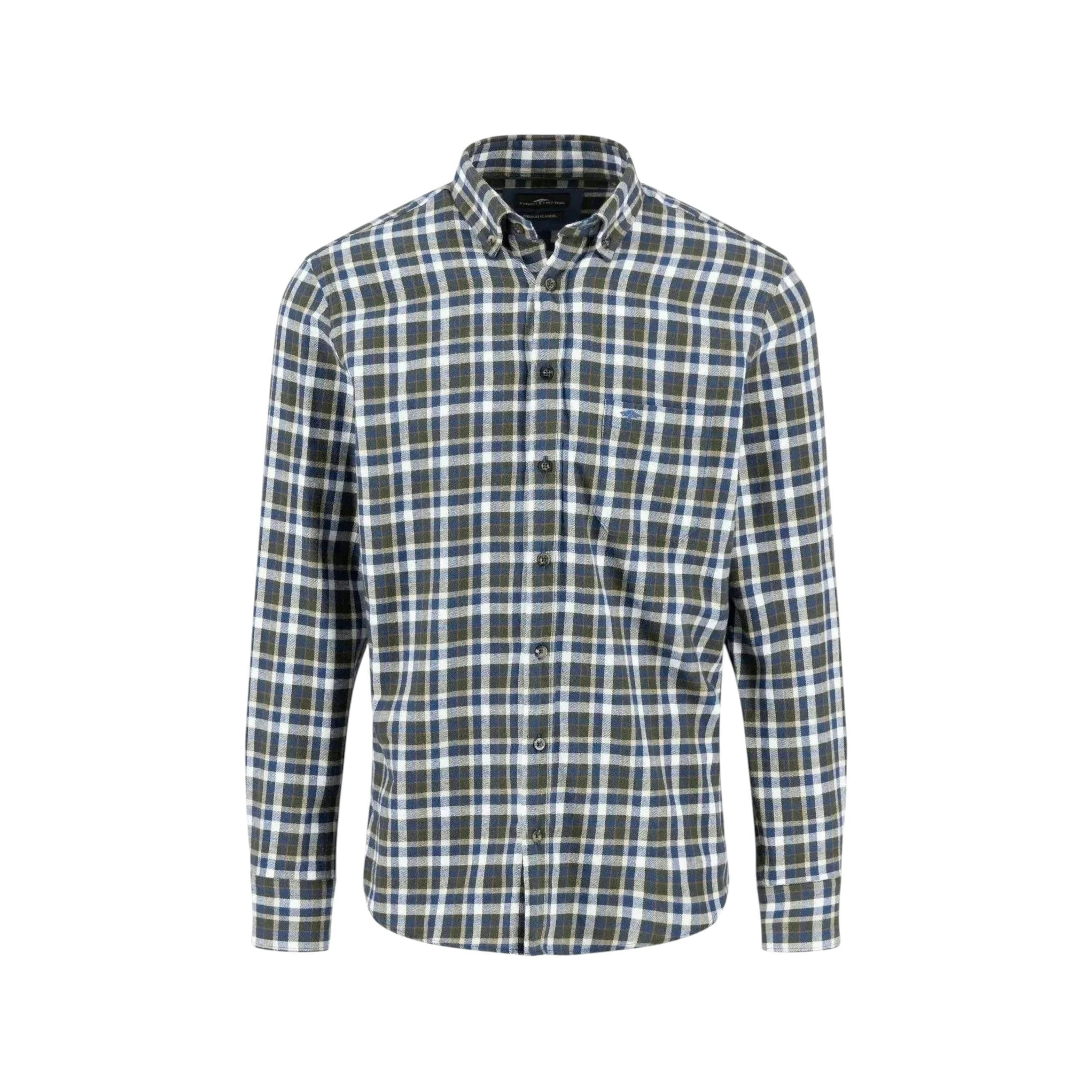Premium Flannel Check Button Down Shirt Dark Ivy , view 1 of 5