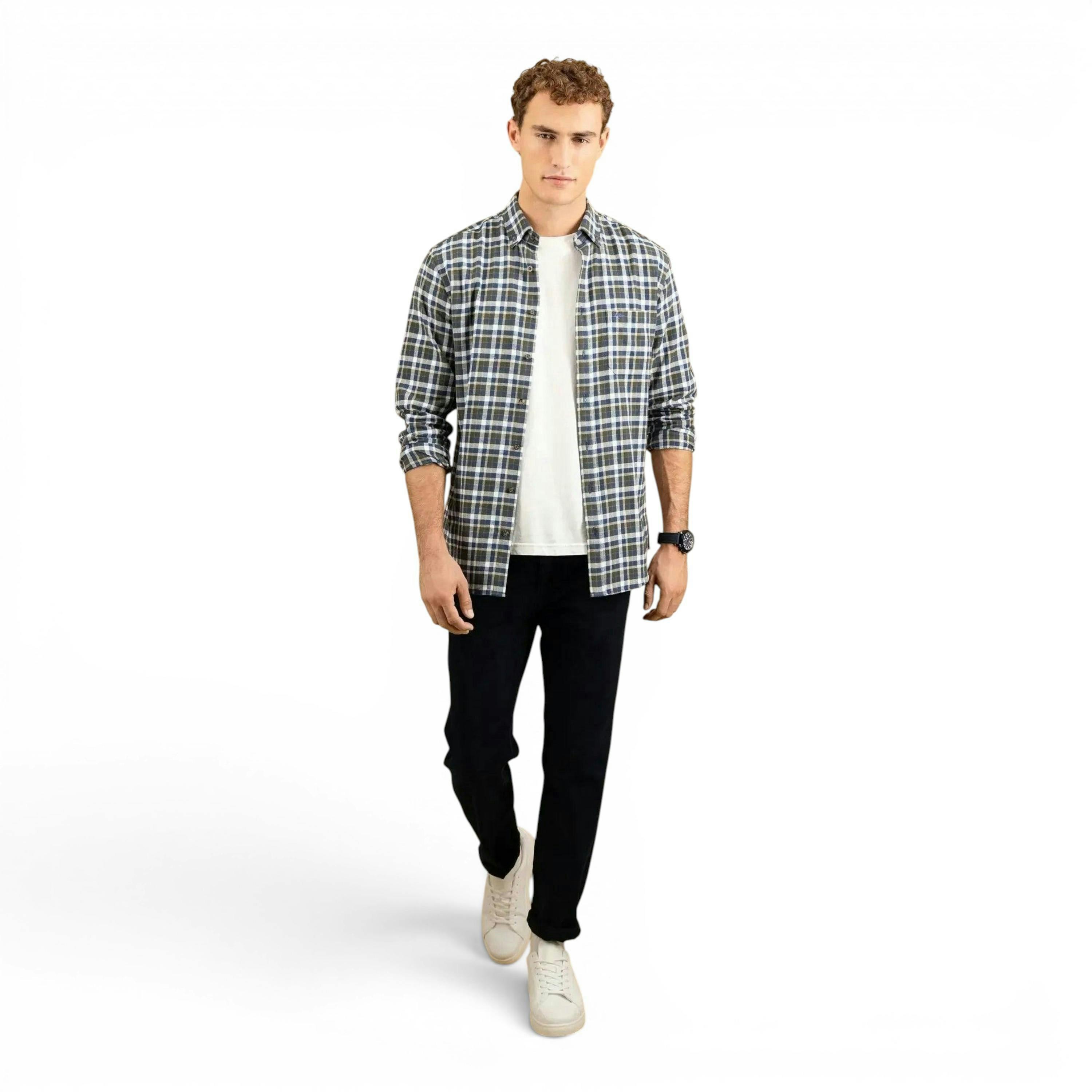 Premium Flannel Check Button Down Shirt Dark Ivy , view 5 of 5