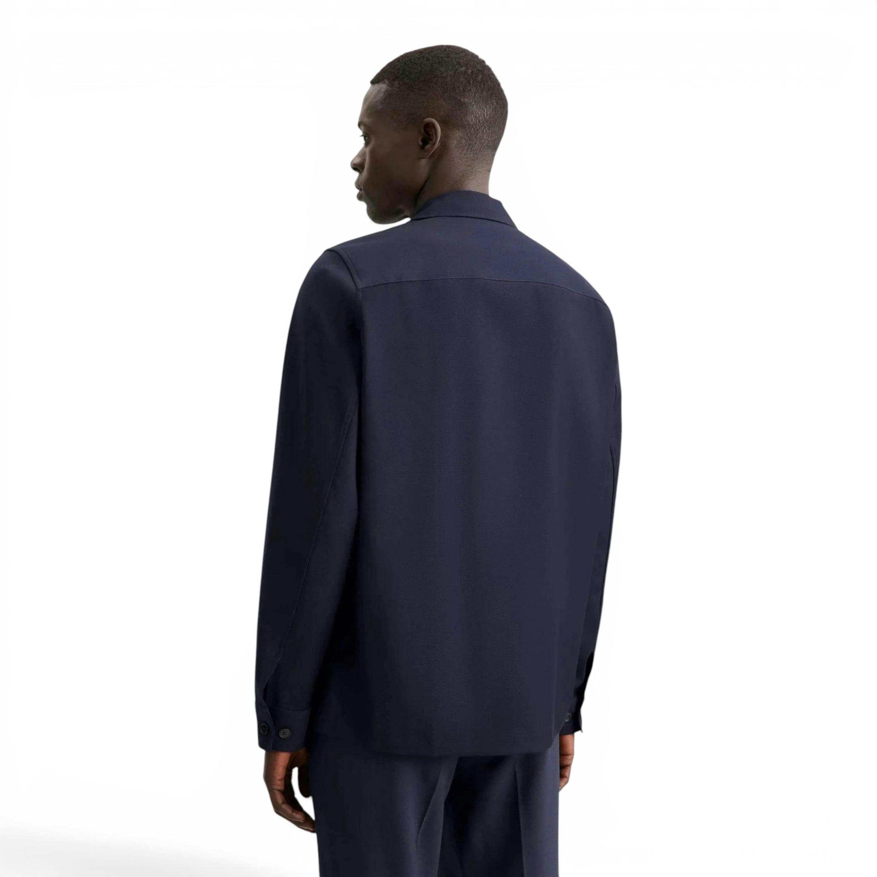 Seidensticker Regular Fit Wool Mix Casual Lapel Overshirt Dark Blue , view 2 of 6