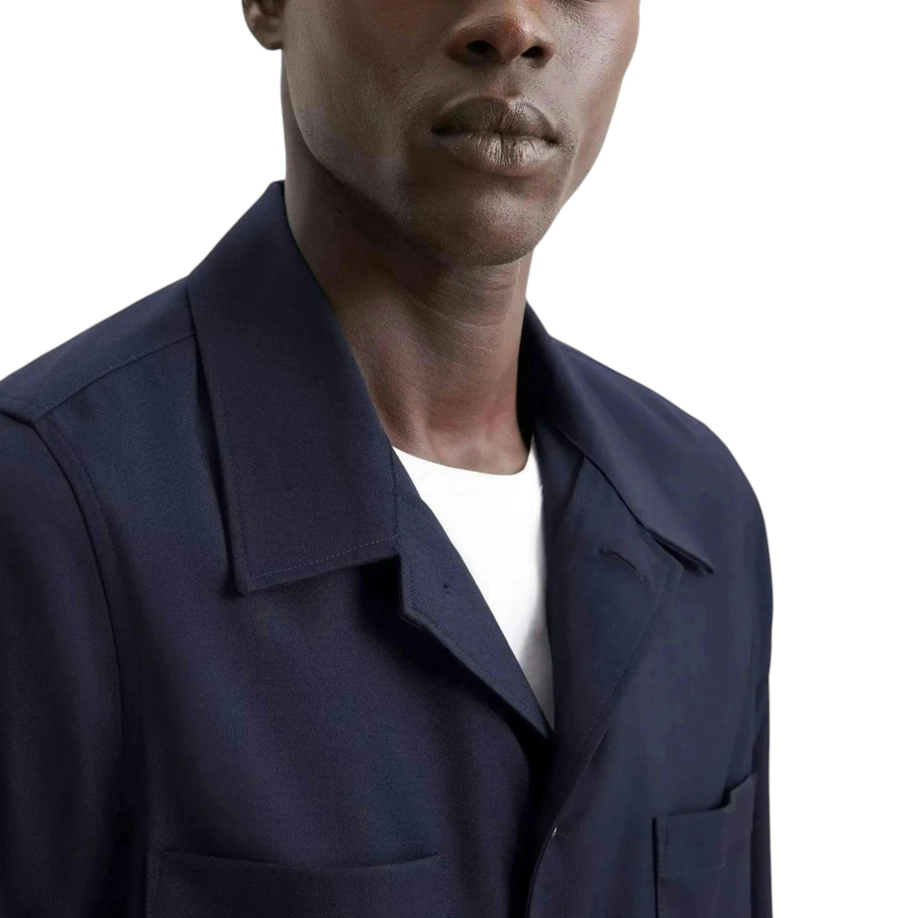 Seidensticker Regular Fit Wool Mix Casual Lapel Overshirt Dark Blue , view 3 of 6