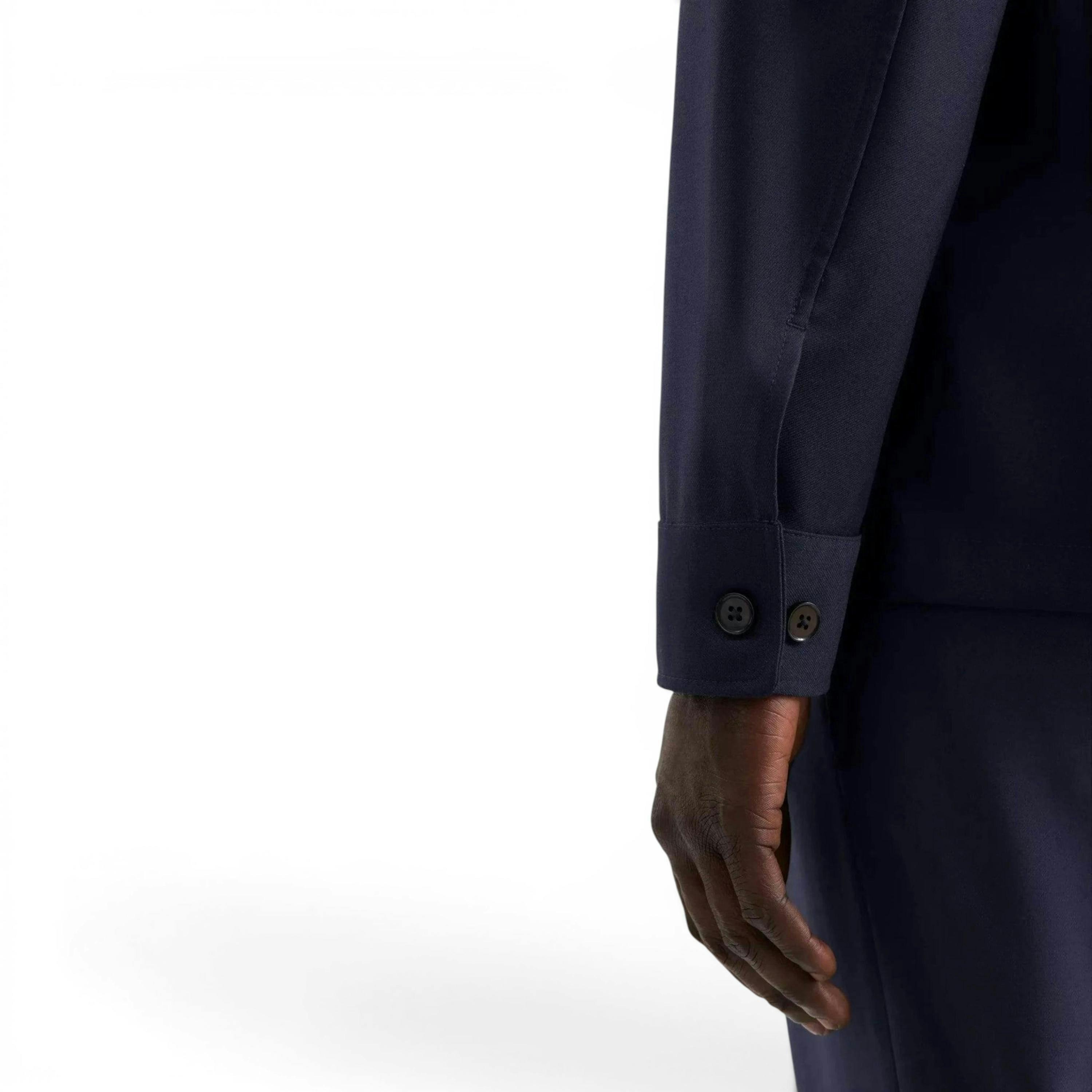 Seidensticker Regular Fit Wool Mix Casual Lapel Overshirt Dark Blue , view 4 of 6