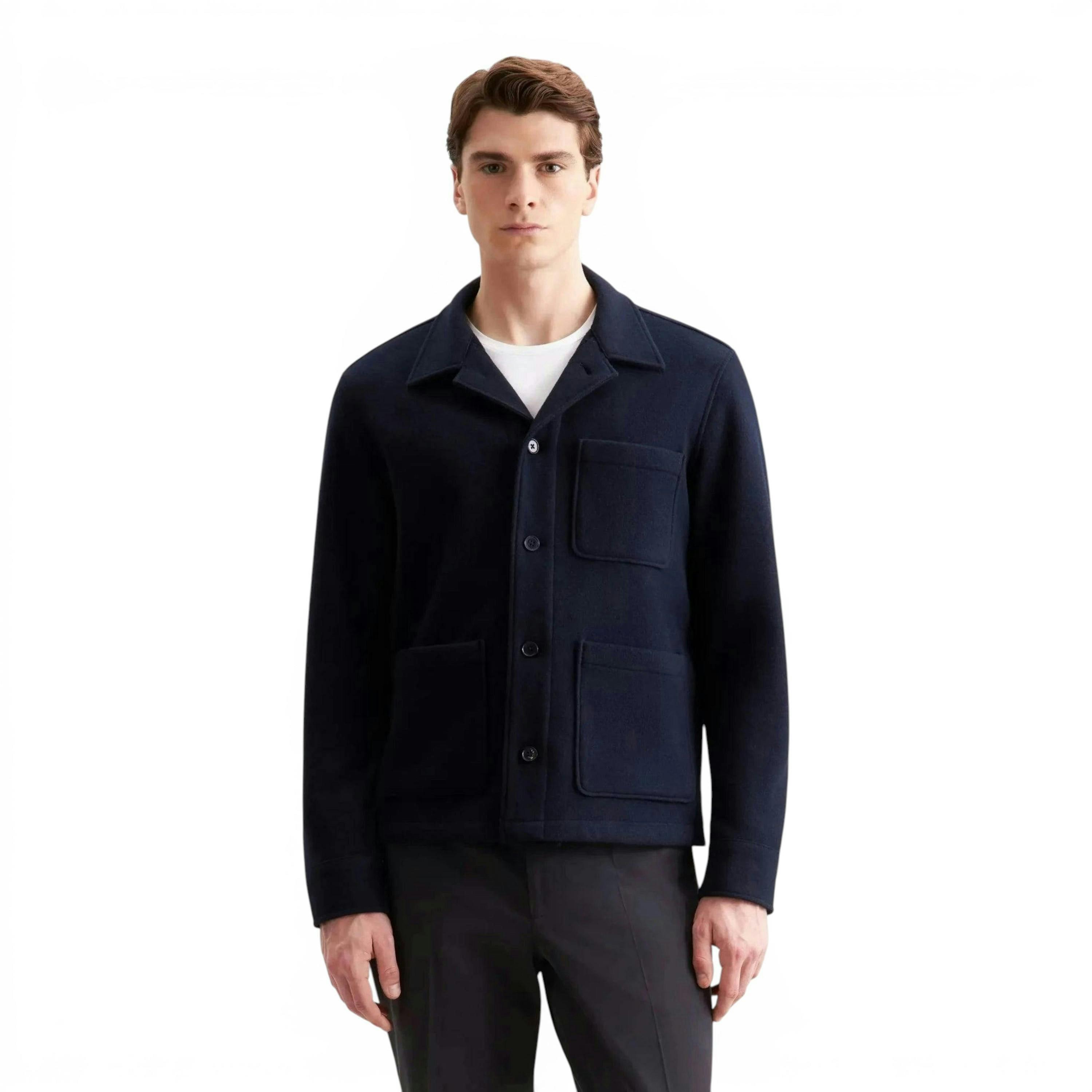 Seidensticker Regular Fit Wool Mix Casual Overshirt Dark Blue , view 1 of 6