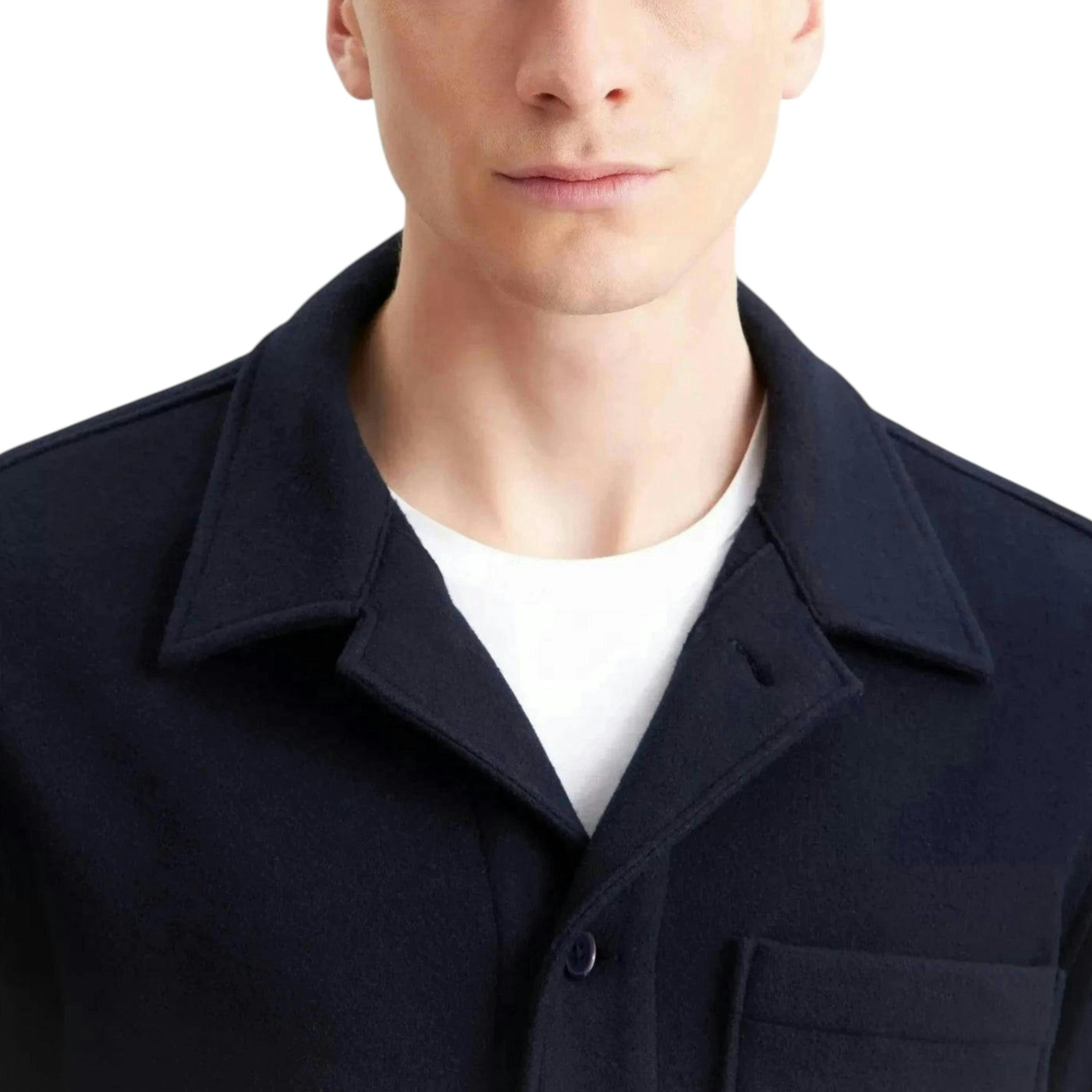 Regular Fit Wool Mix Casual Overshirt Dark Blue , view 3 of 6