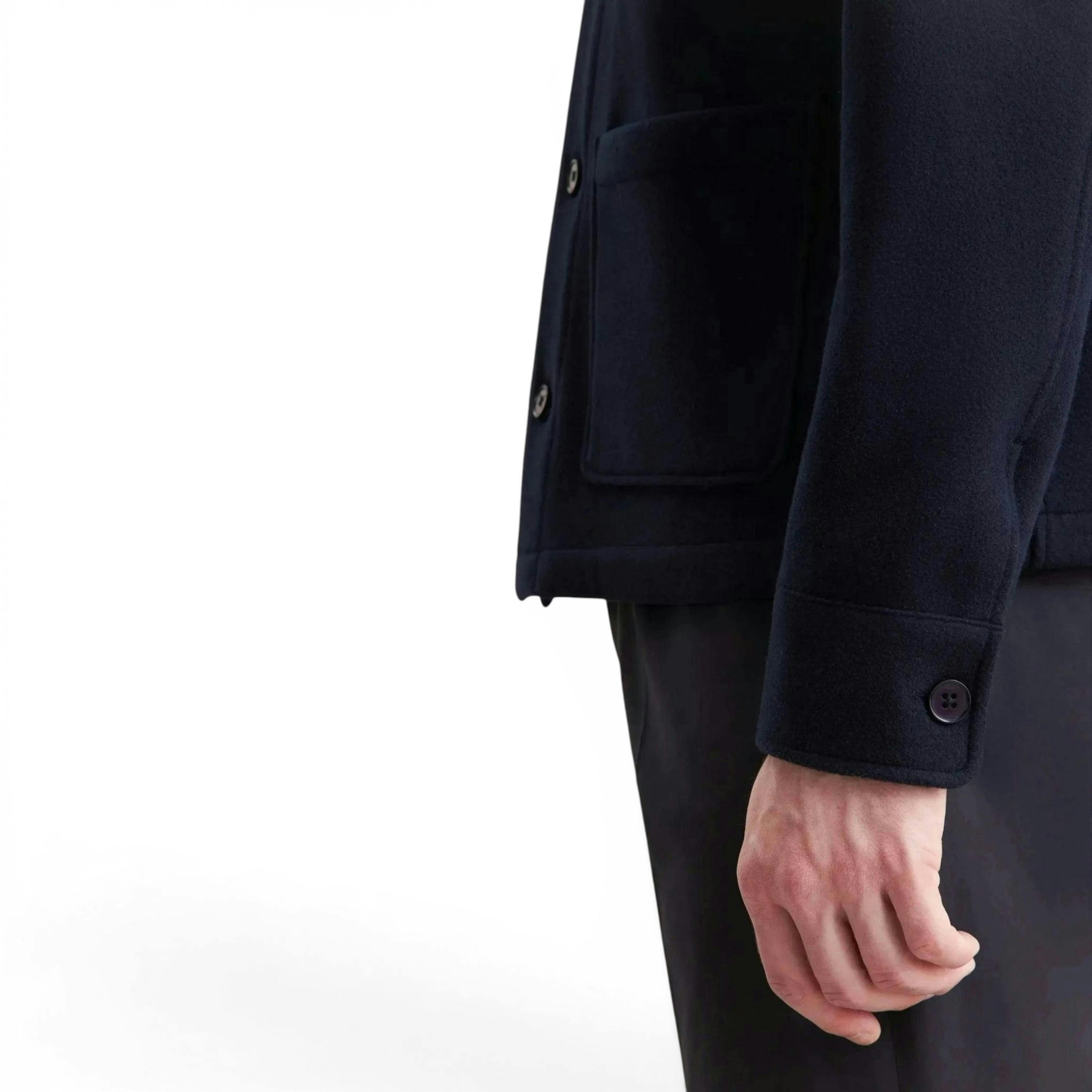 Regular Fit Wool Mix Casual Overshirt Dark Blue , view 4 of 6