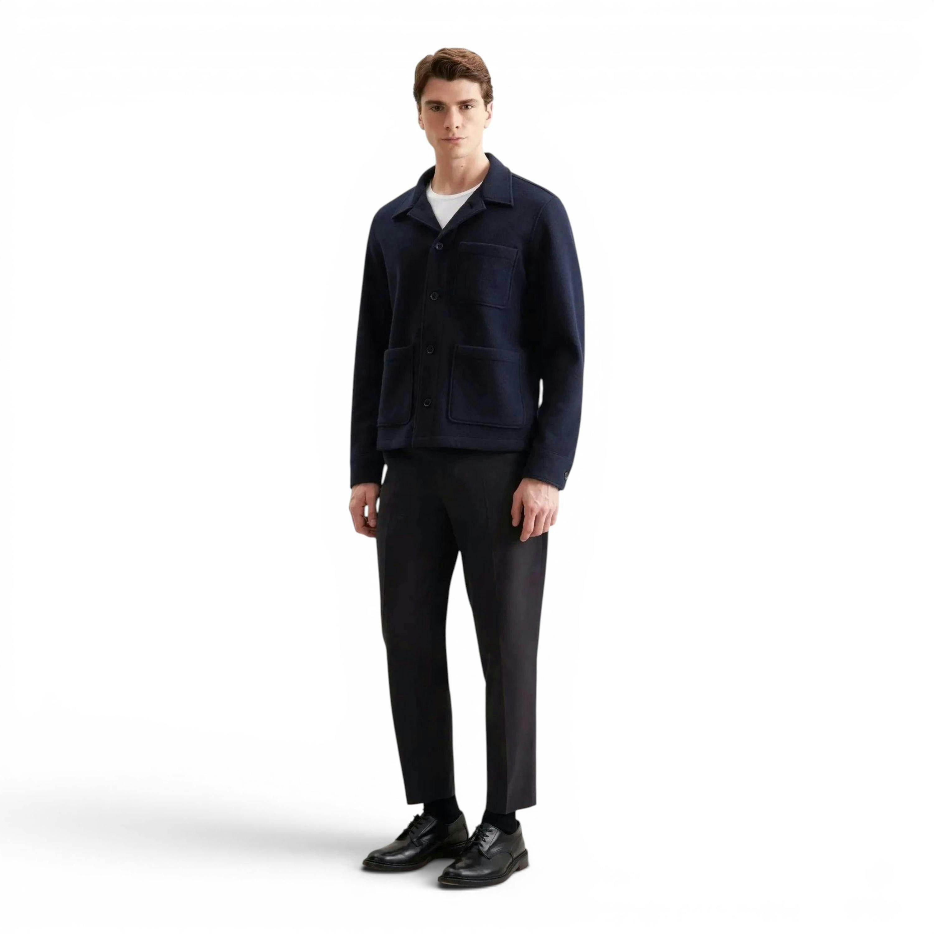Regular Fit Wool Mix Casual Overshirt Dark Blue , view 5 of 6