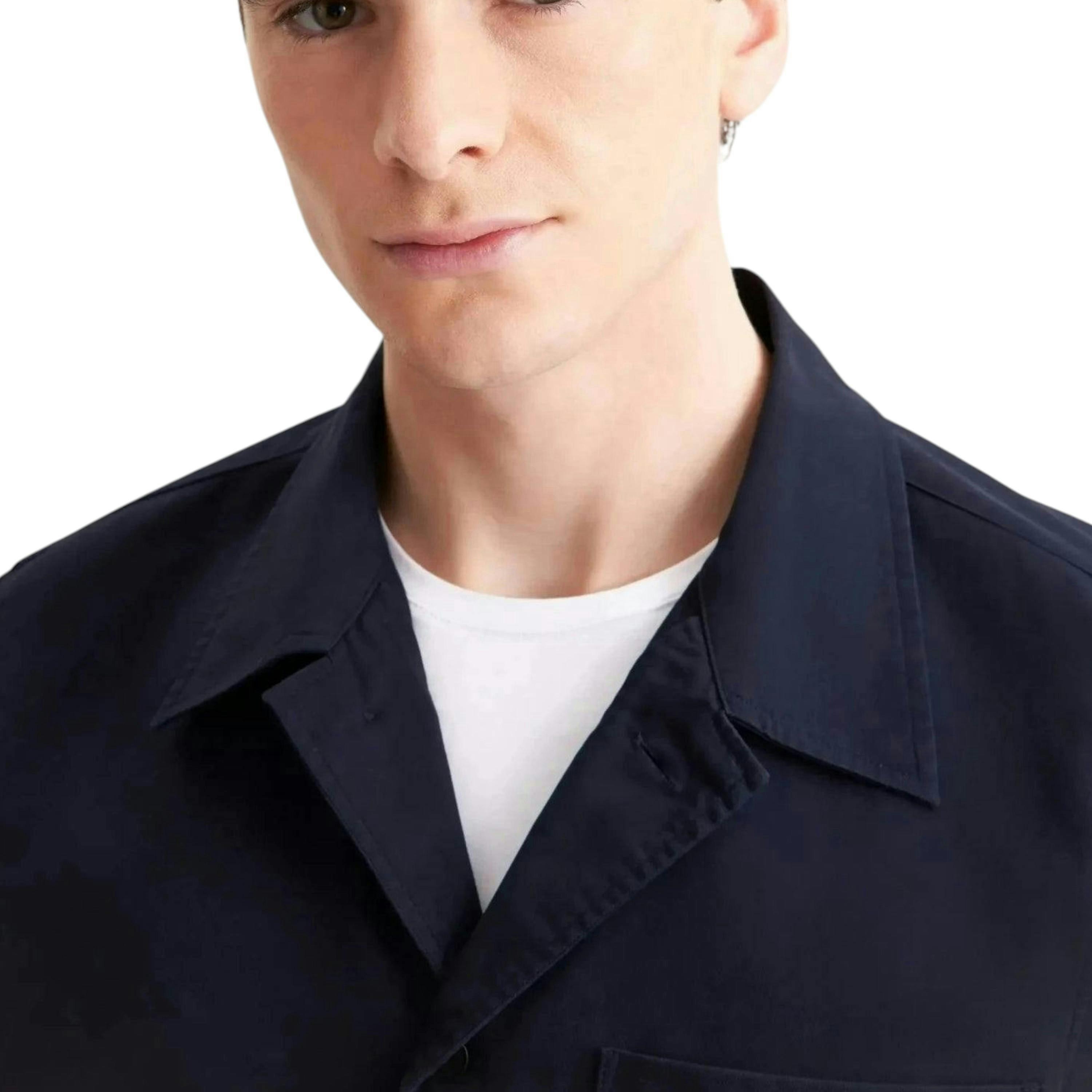 Seidensticker Regular Fit Cotton Twill Casual Lapel Jacket Dark Blue , view 3 of 6