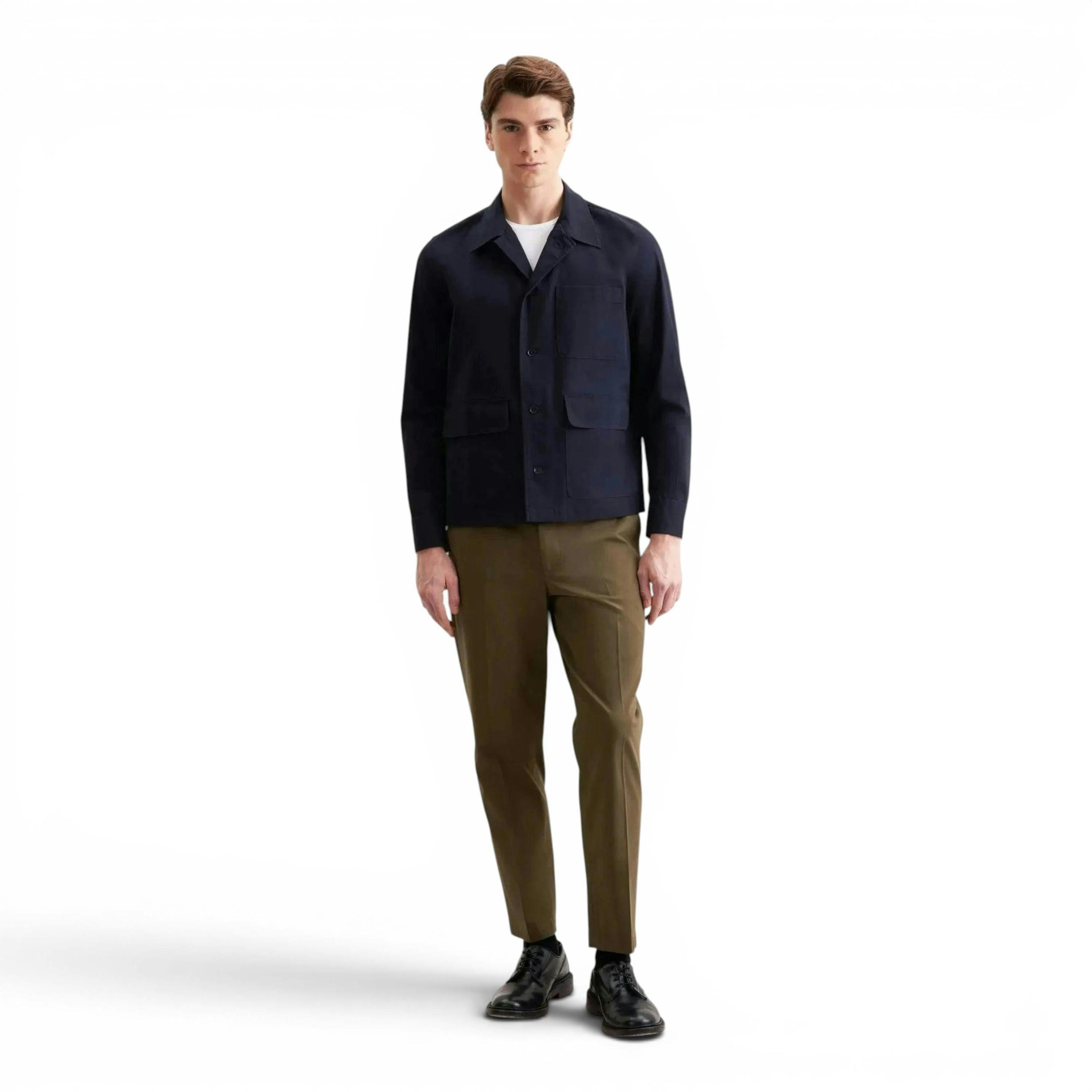 Seidensticker Regular Fit Cotton Twill Casual Lapel Jacket Dark Blue , view 5 of 6