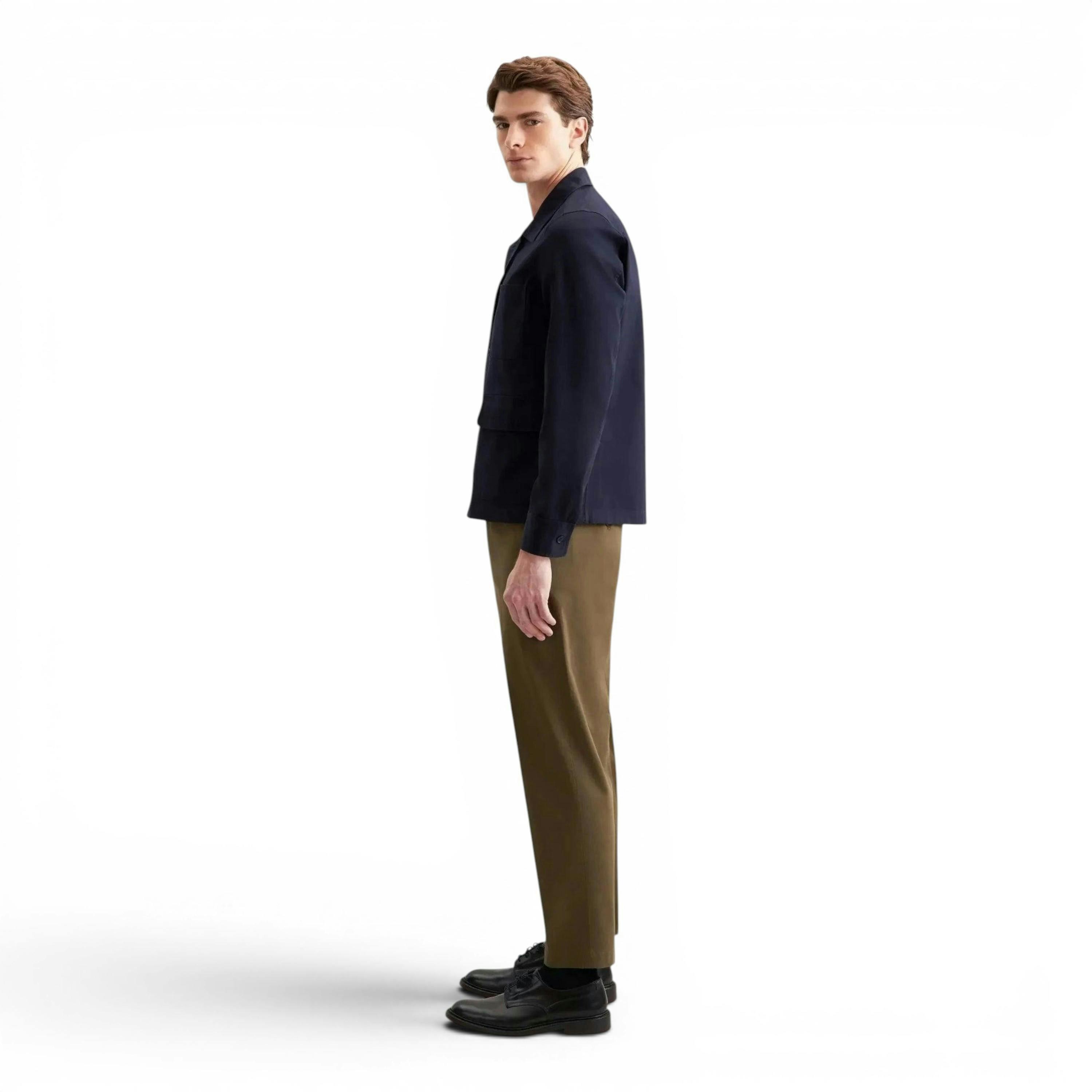 Seidensticker Regular Fit Cotton Twill Casual Lapel Jacket Dark Blue , view 6 of 6