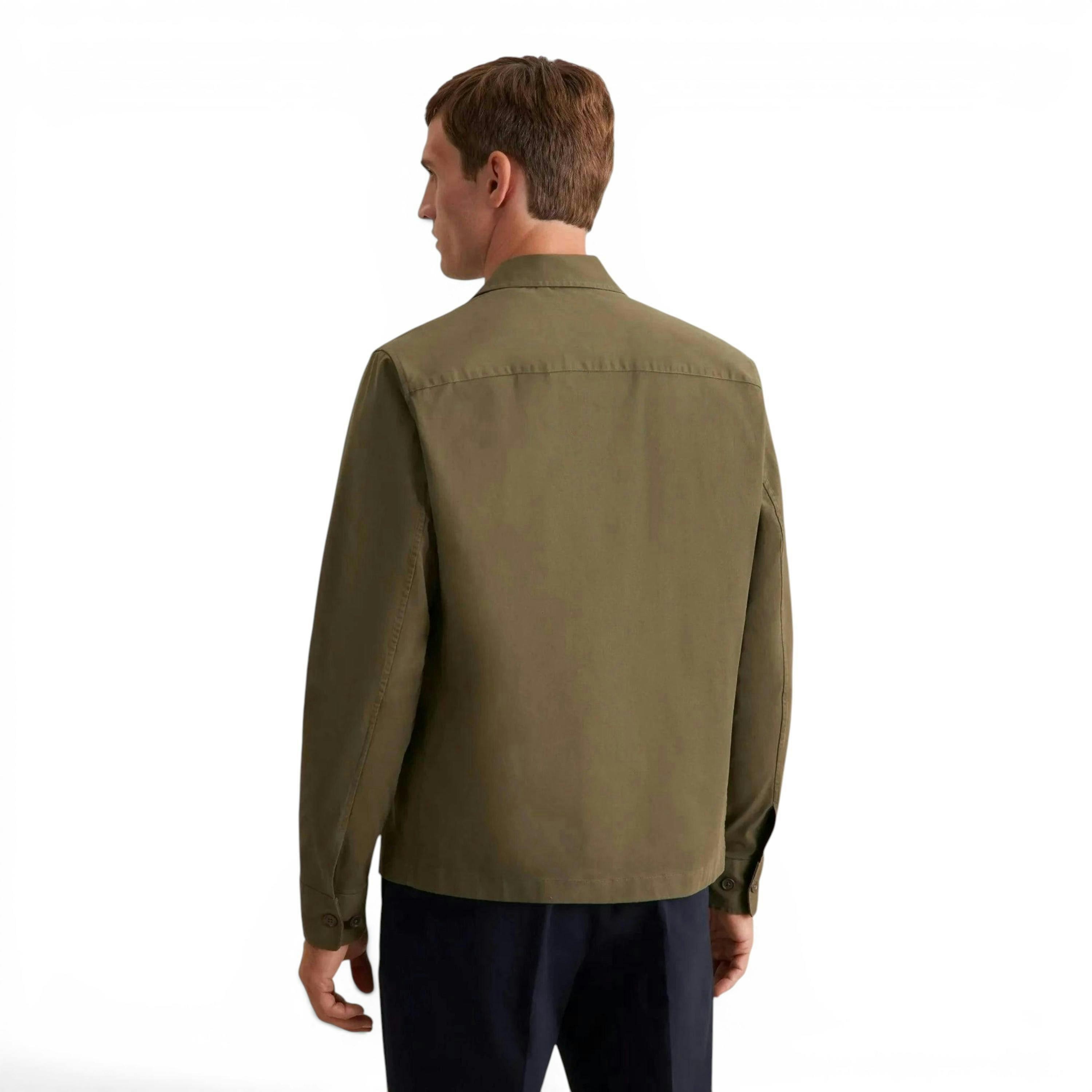 Seidensticker Regular Fit Cotton Twill Casual Lapel Jacket Olive , view 2 of 6