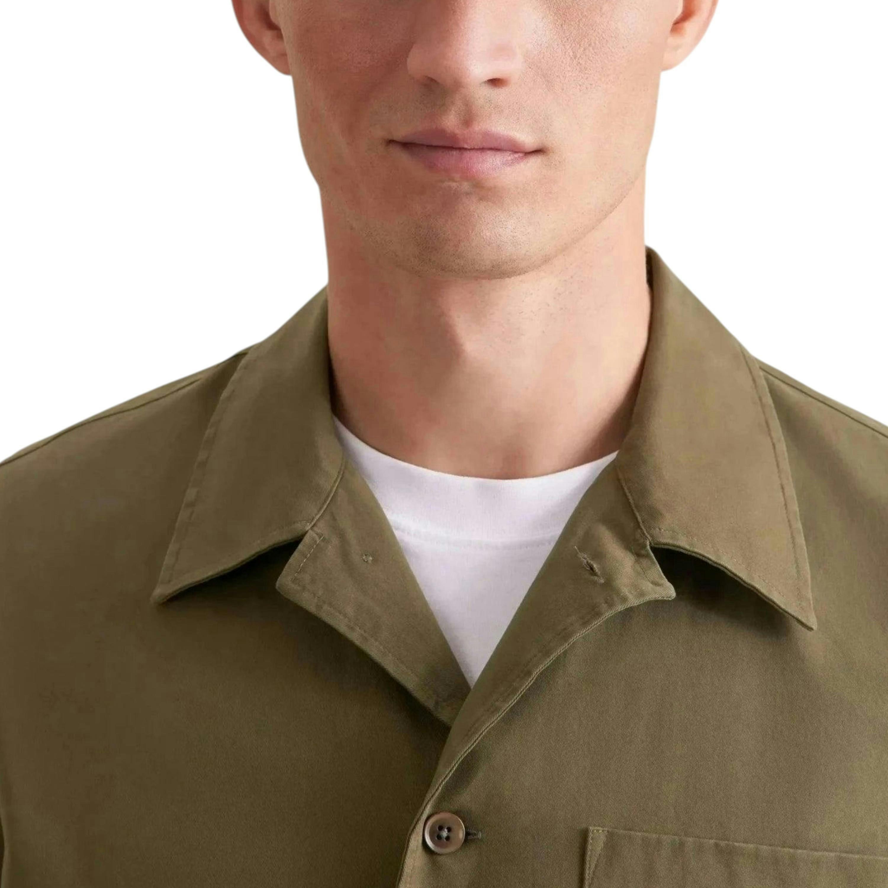 Seidensticker Regular Fit Cotton Twill Casual Lapel Jacket Olive , view 3 of 6
