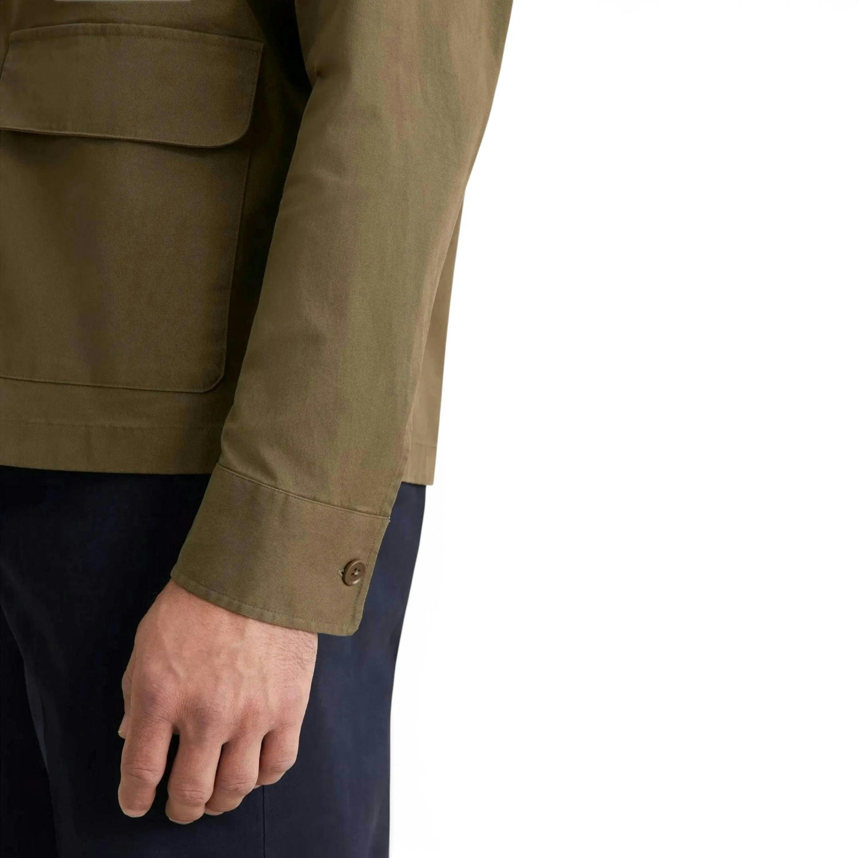 Seidensticker Regular Fit Cotton Twill Casual Lapel Jacket Olive , view 4 of 6