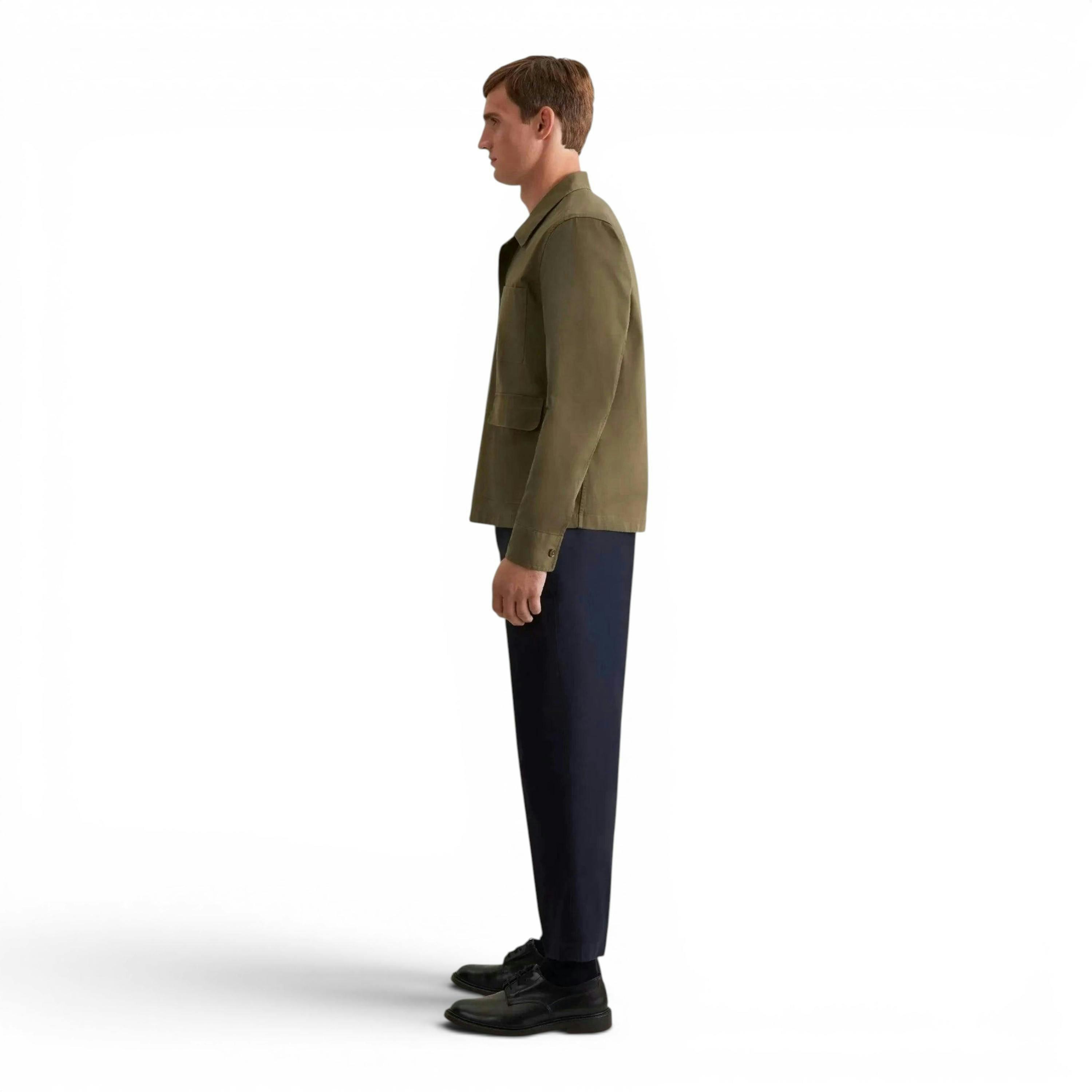 Seidensticker Regular Fit Cotton Twill Casual Lapel Jacket Olive , view 6 of 6