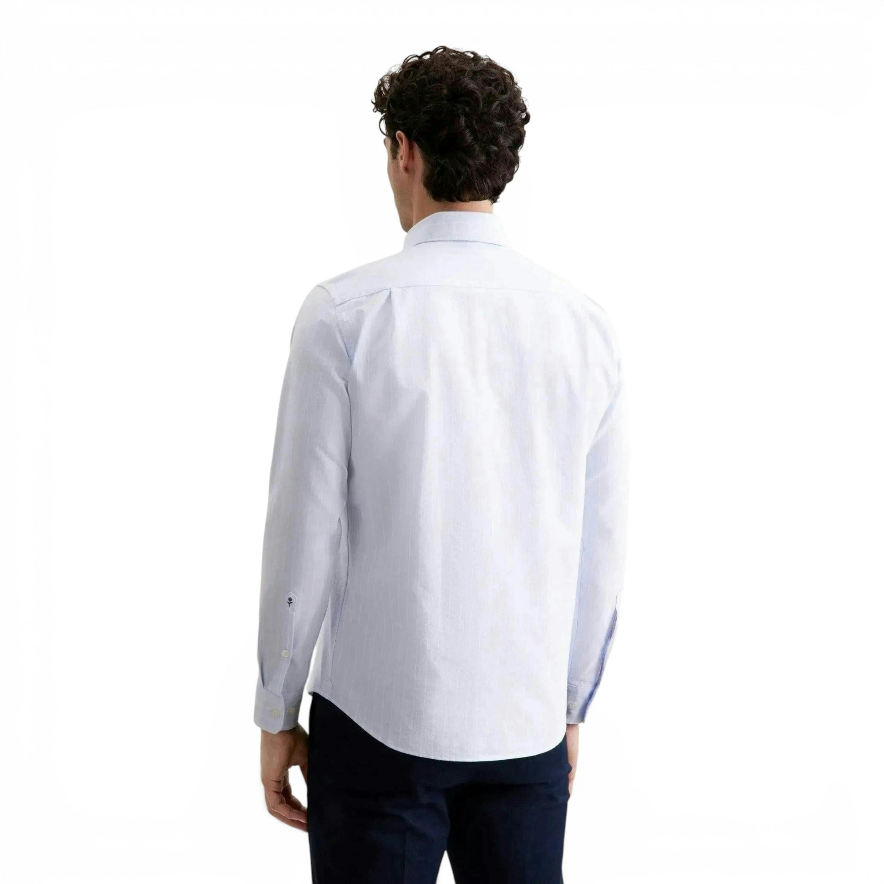 Regular Fit Spread Kent Striped Oxford Shirt Light Blue , view 2 of 6