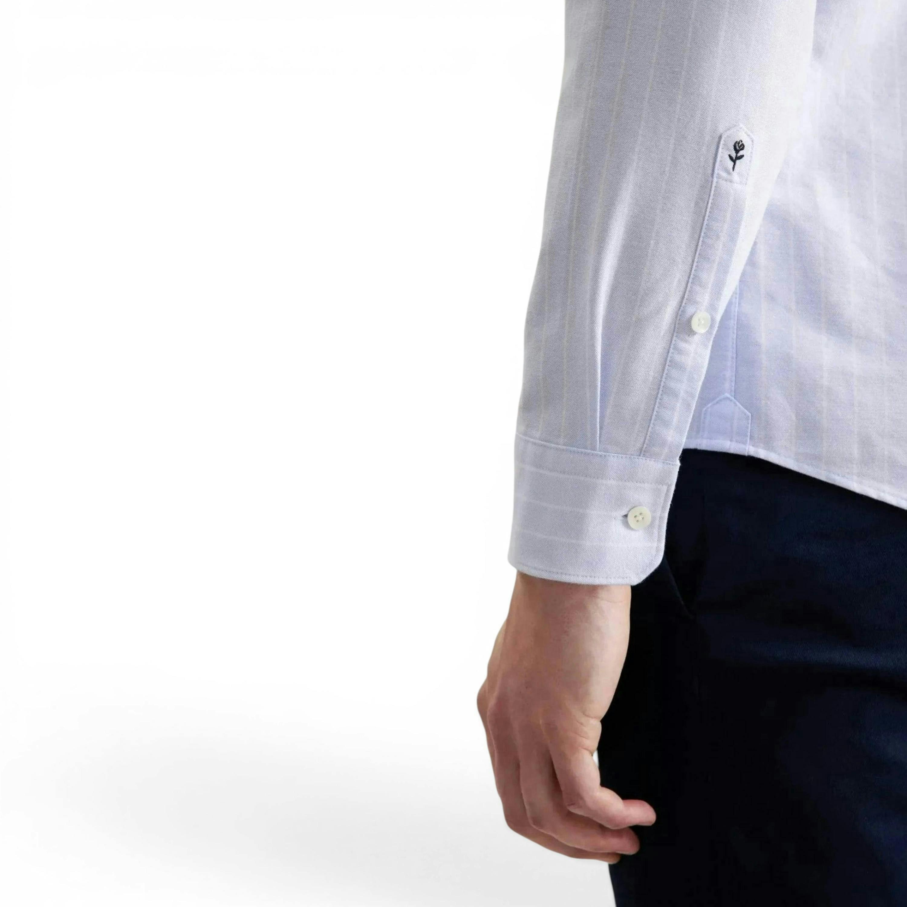Regular Fit Spread Kent Striped Oxford Shirt Light Blue , view 4 of 6