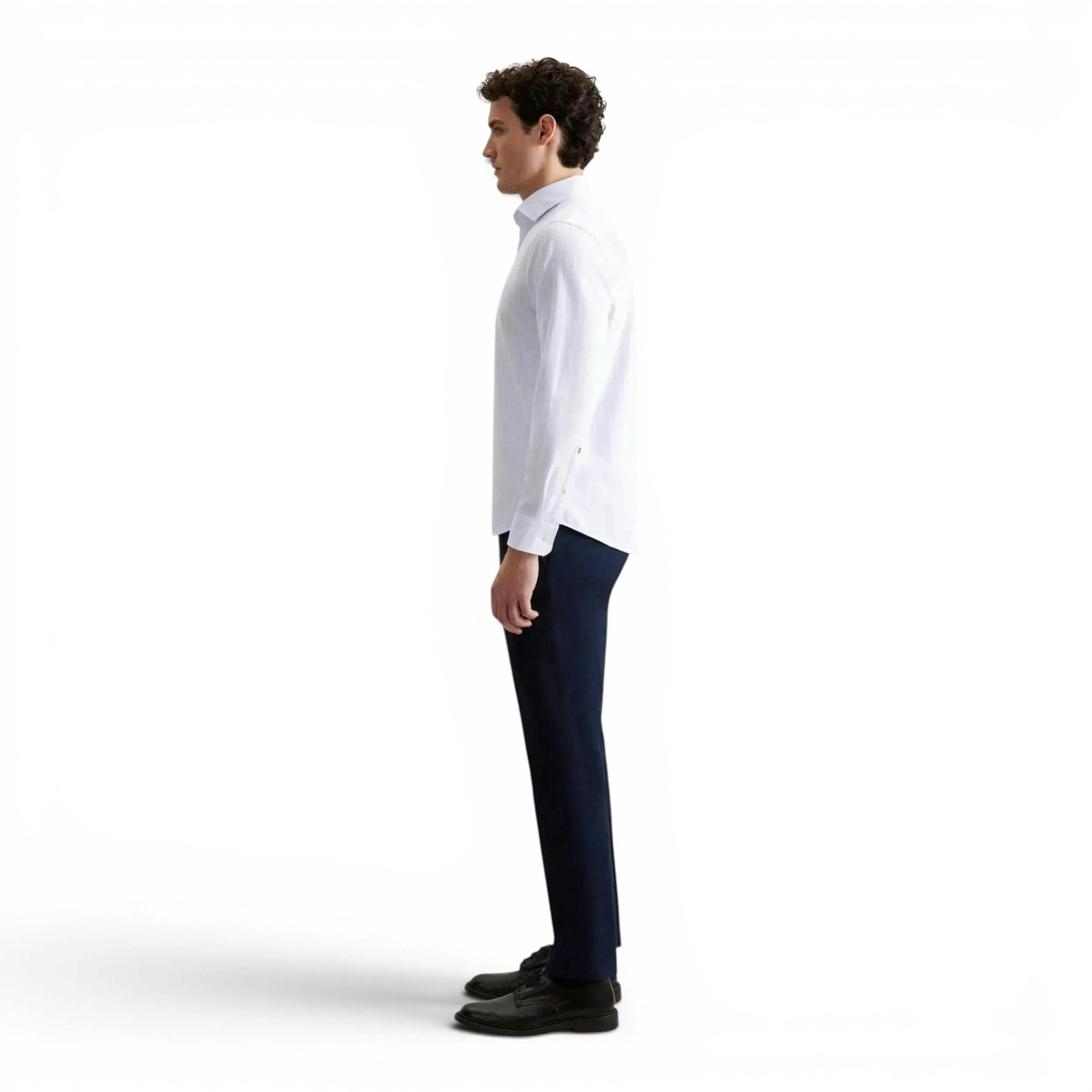 Regular Fit Spread Kent Striped Oxford Shirt Light Blue , view 6 of 6