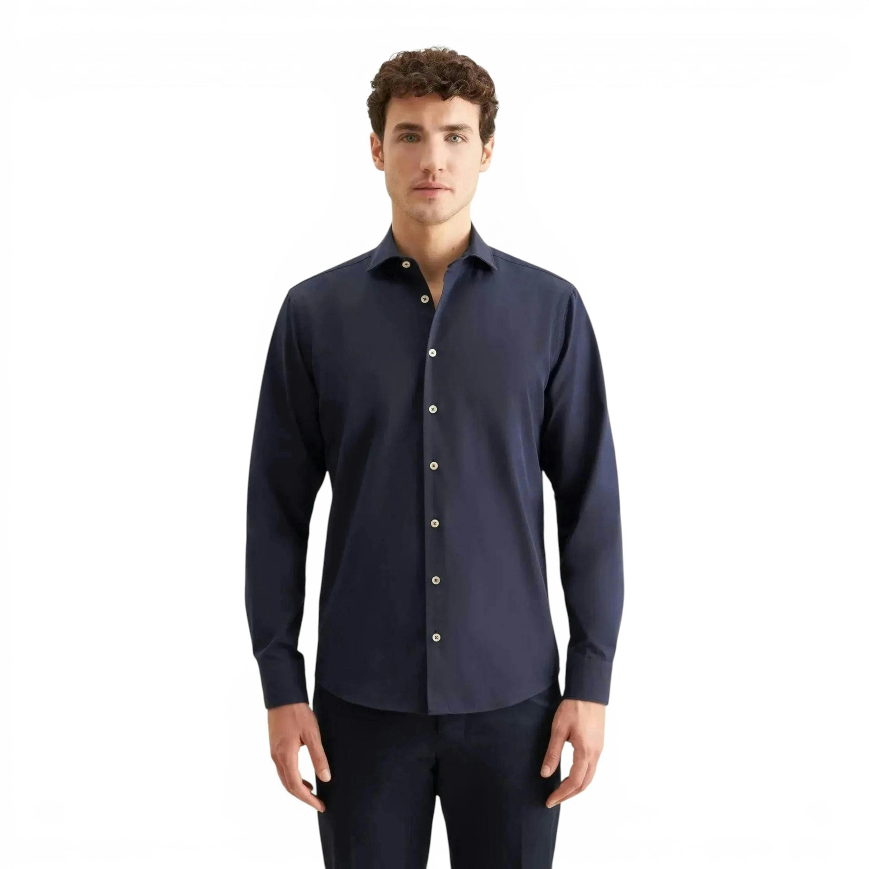 Seidensticker Regular Fit Spread Kent Casual Shirt Dark Blue , view 1 of 6