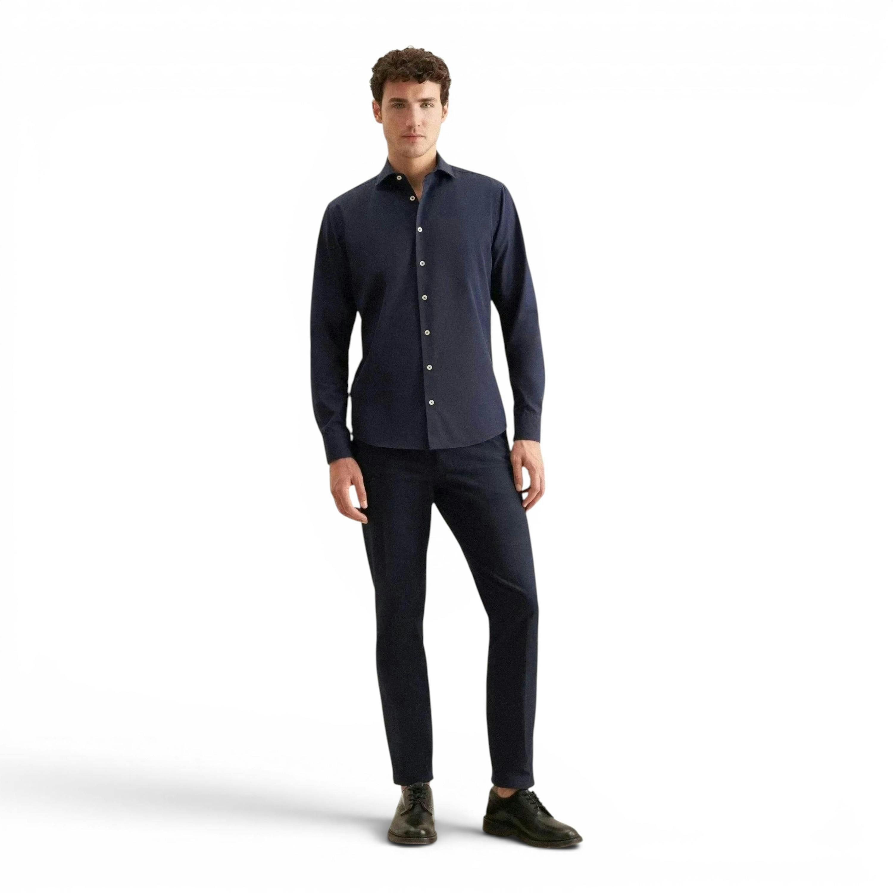 Seidensticker Regular Fit Spread Kent Casual Shirt Dark Blue , view 5 of 6