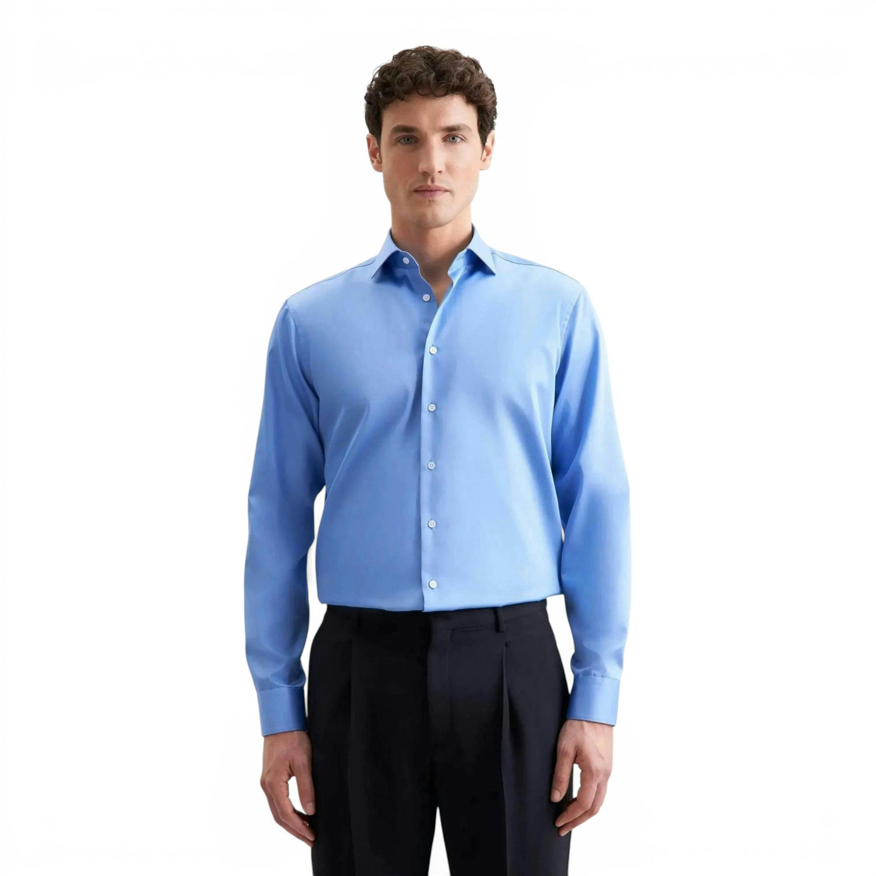 Seidensticker Regular Fit Easy Iron New Kent Business Shirt Mid Blue , view 1 of 6