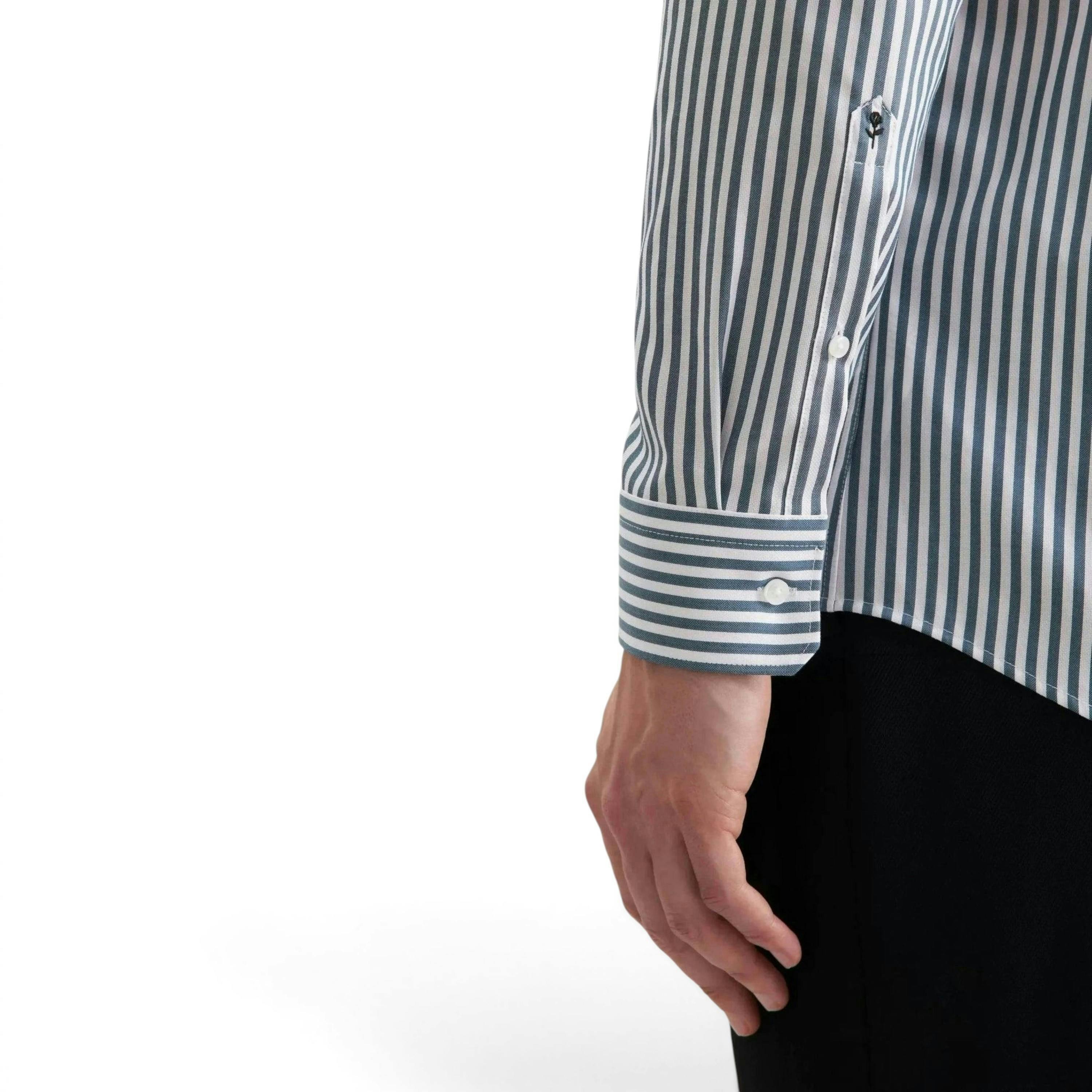 Seidensticker Regular Fit No Iron New Kent Striped Business Shirt Dark Teal , view 4 of 6