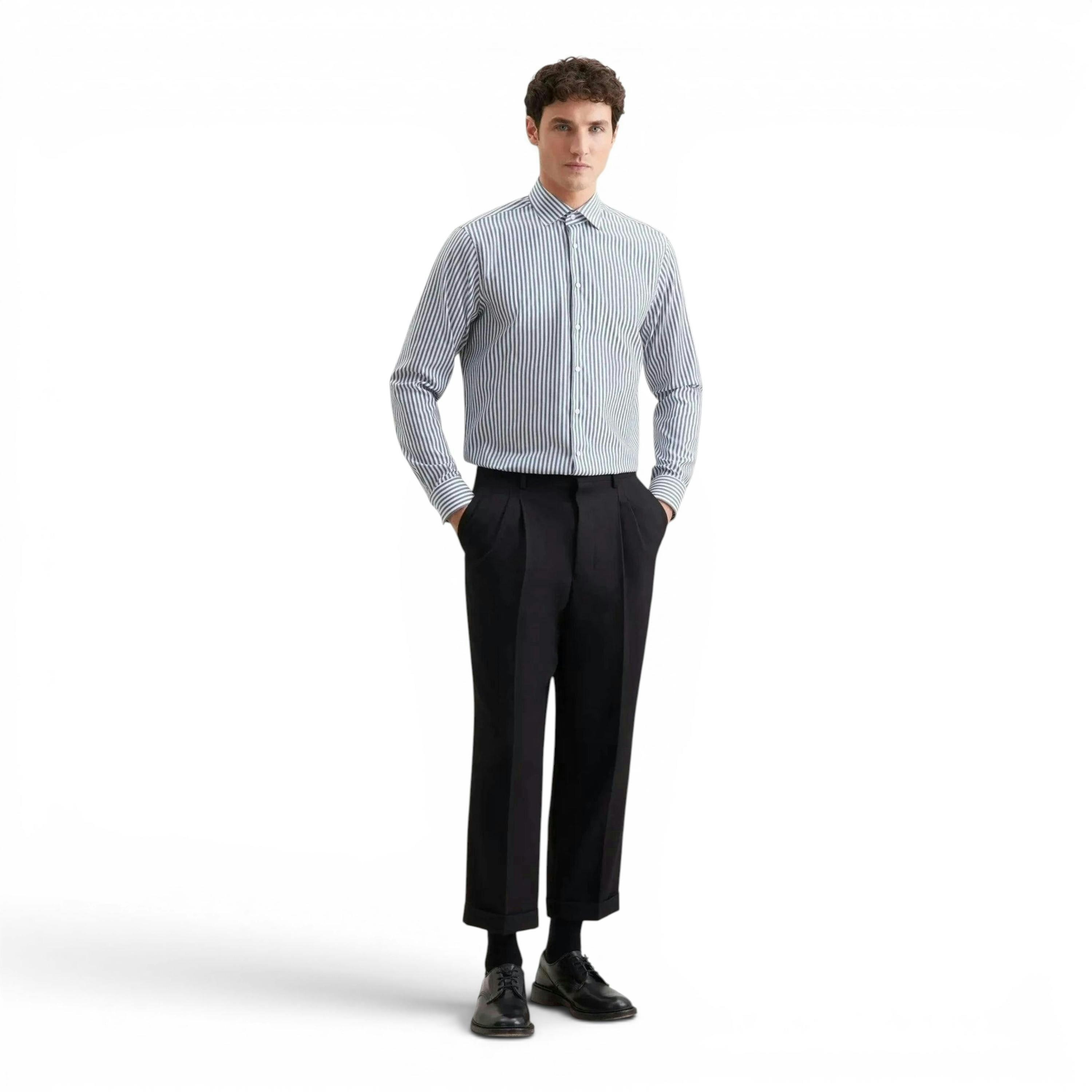 Seidensticker Regular Fit No Iron New Kent Striped Business Shirt Dark Teal , view 5 of 6