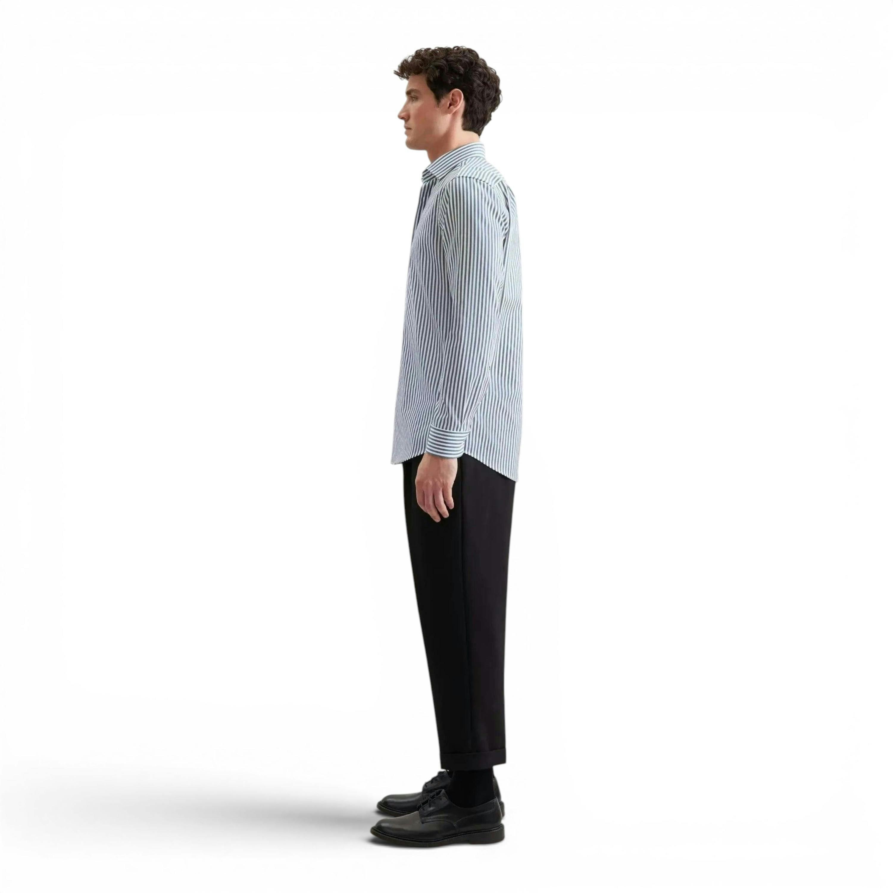 Seidensticker Regular Fit No Iron New Kent Striped Business Shirt Dark Teal , view 6 of 6