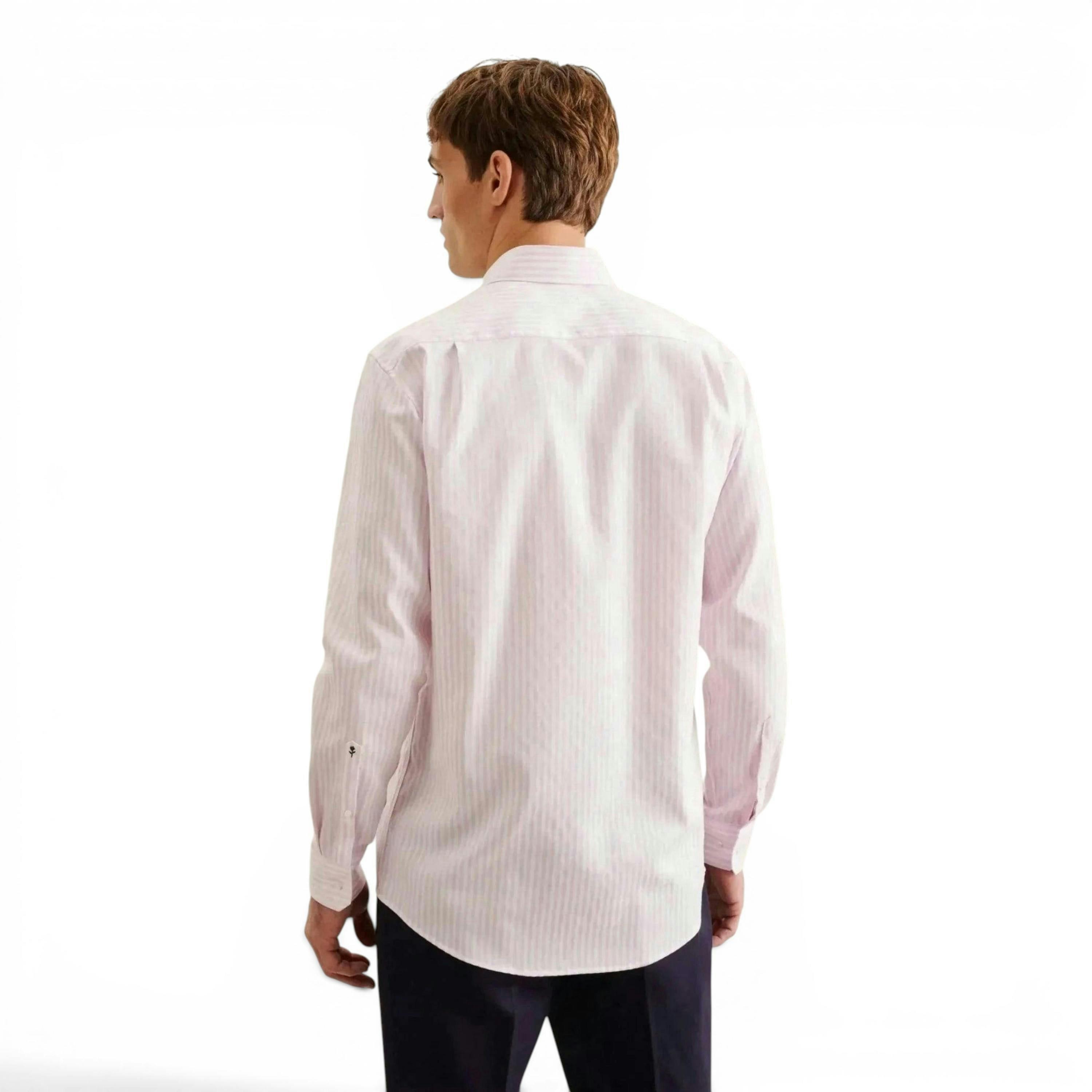 Seidensticker Regular Fit No Iron New Kent Striped Business Shirt Pink , view 2 of 6
