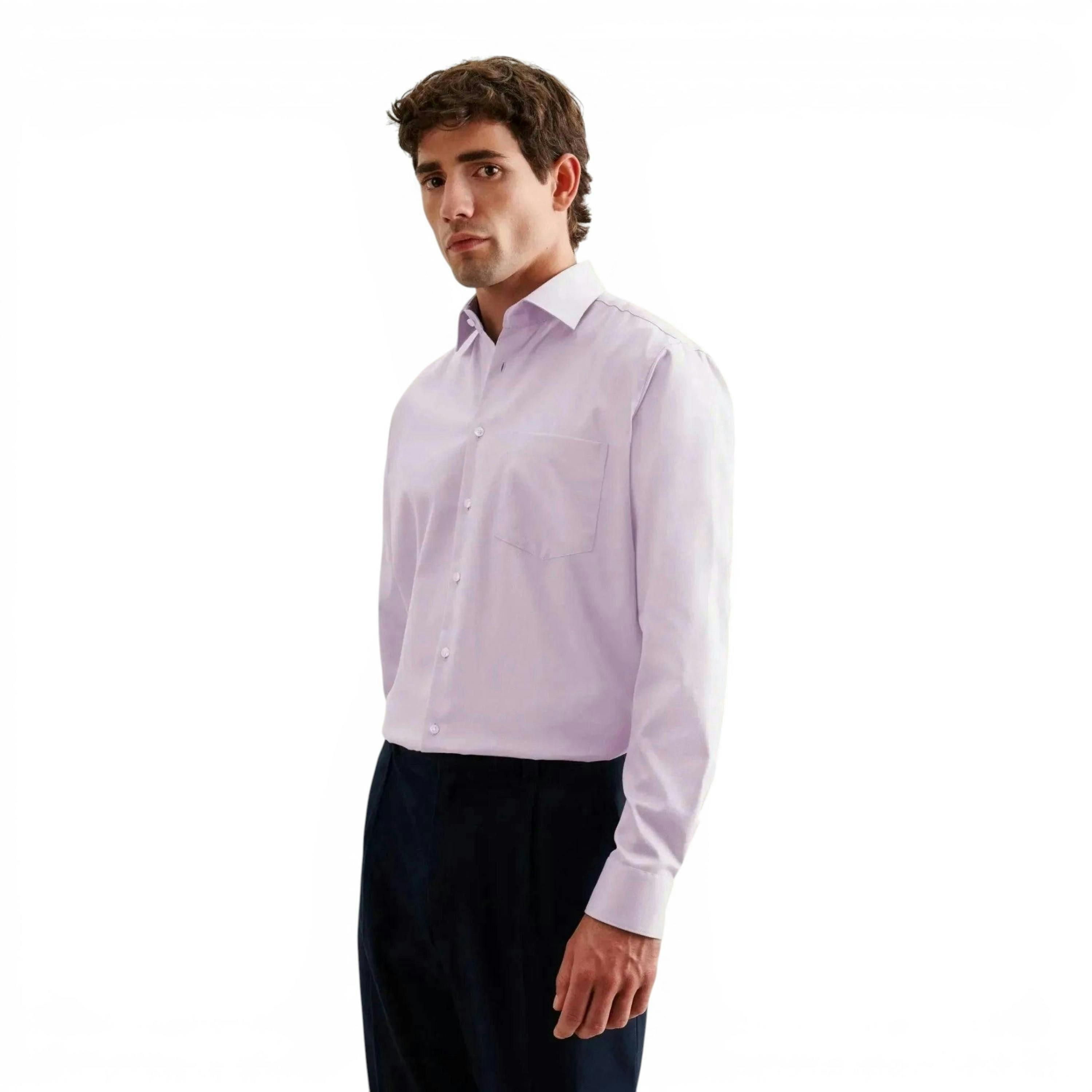 Seidensticker Regular Fit No Iron New Kent Business Shirt Light Purple , view 1 of 6