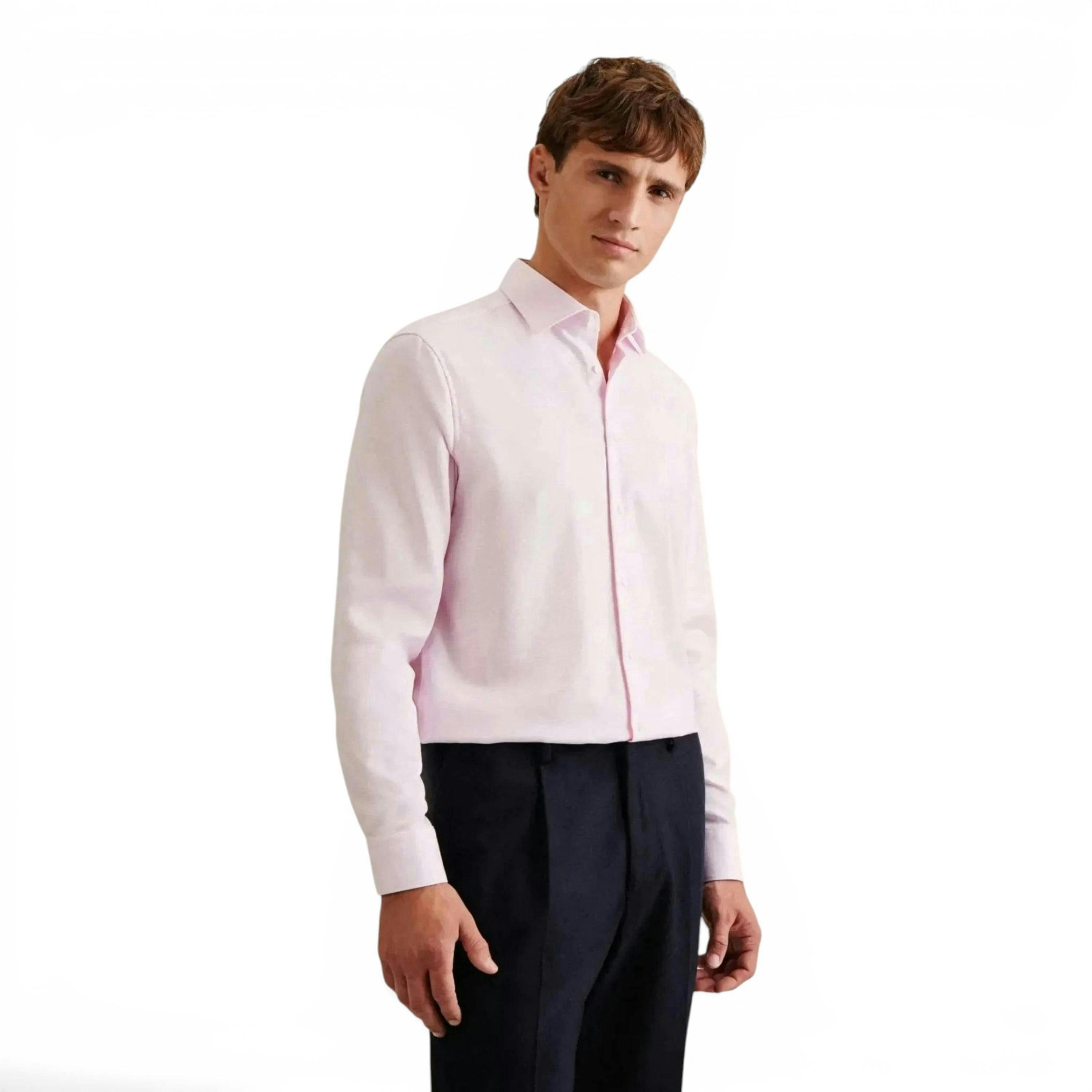 Seidensticker Regular Fit No Iron New Kent Structured Business Shirt Pink , view 1 of 6