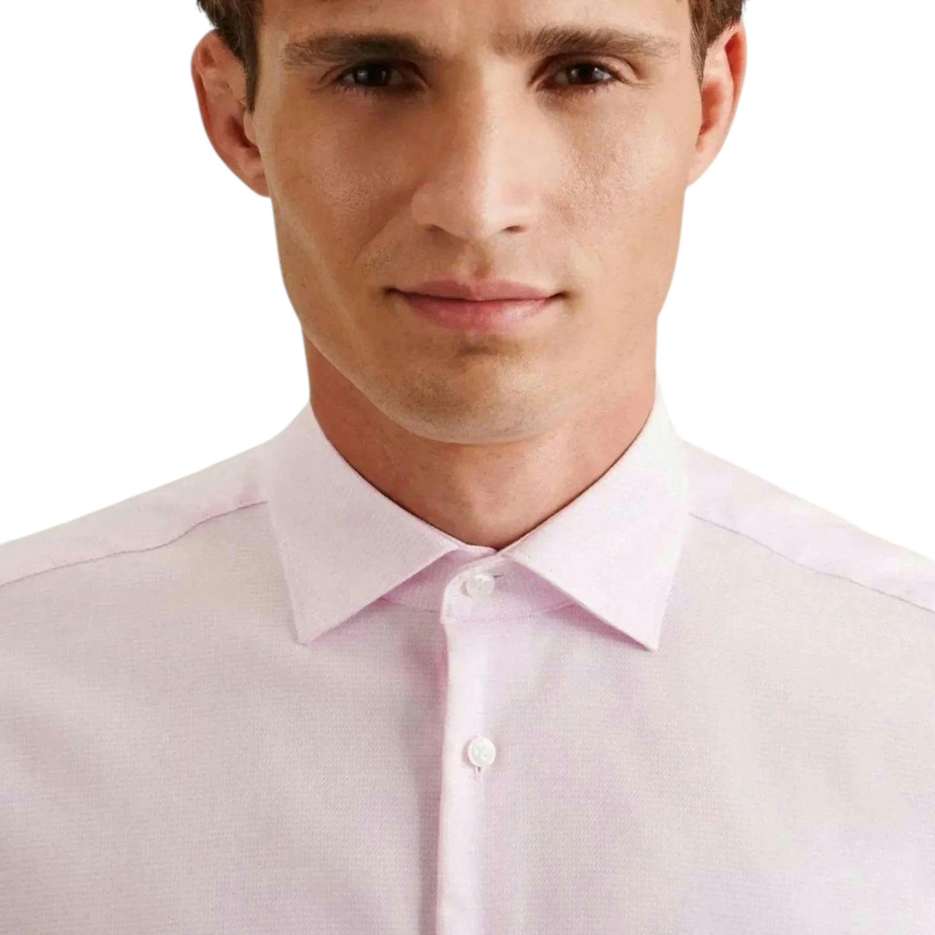Seidensticker Regular Fit No Iron New Kent Structured Business Shirt Pink , view 3 of 6