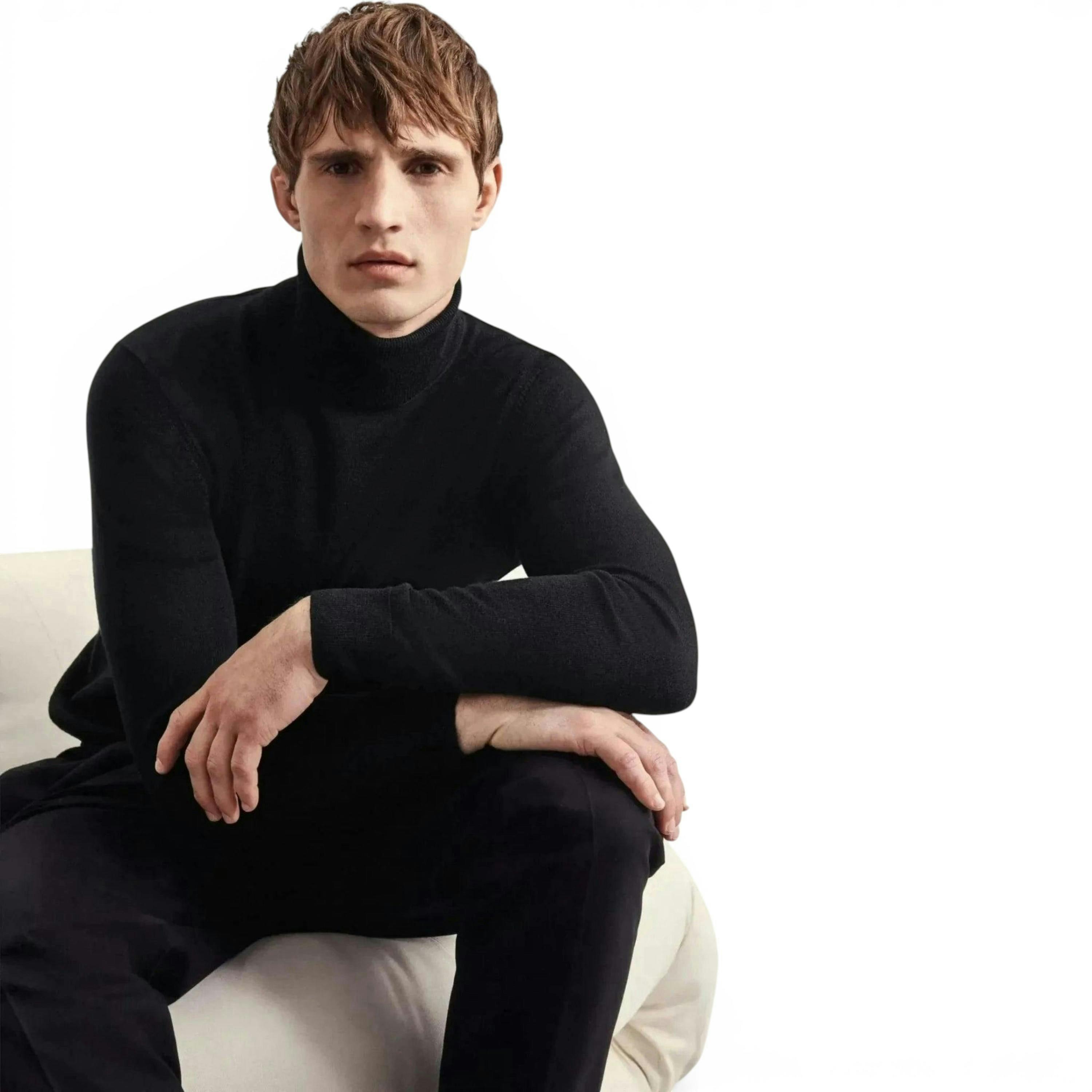Seidensticker Merino Wool Roll Neck Knit Black , view 5 of 6