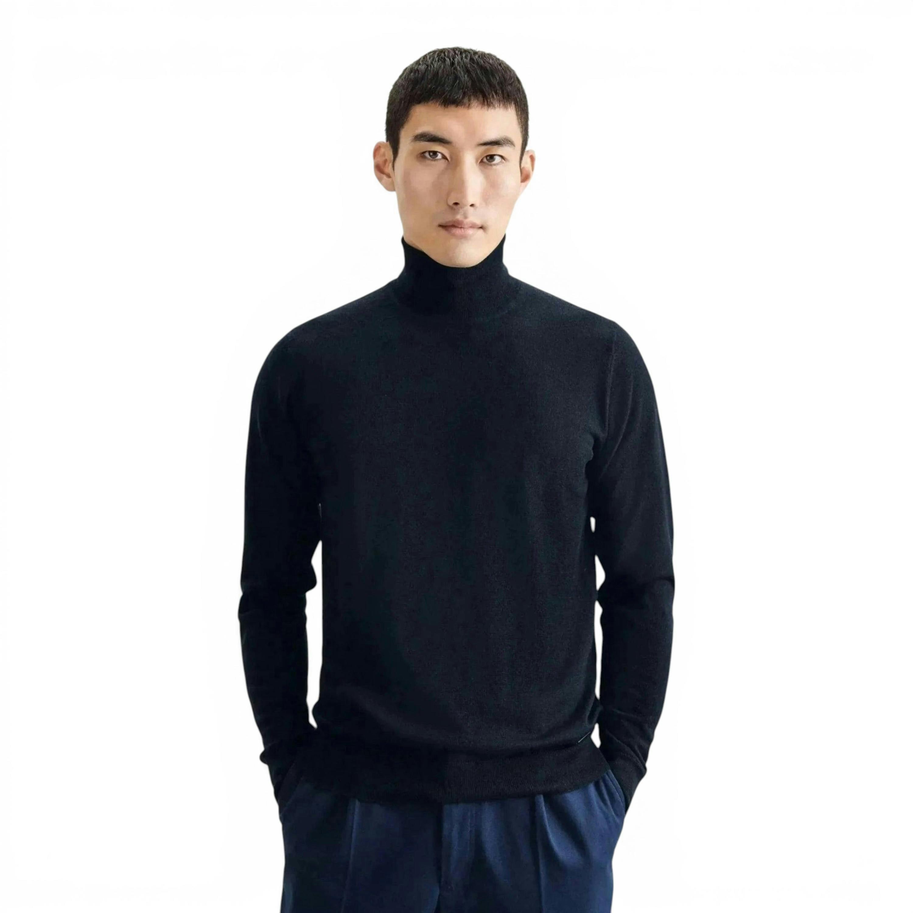 Seidensticker Merino Wool Roll Neck Knit Dark Blue , view 1 of 6