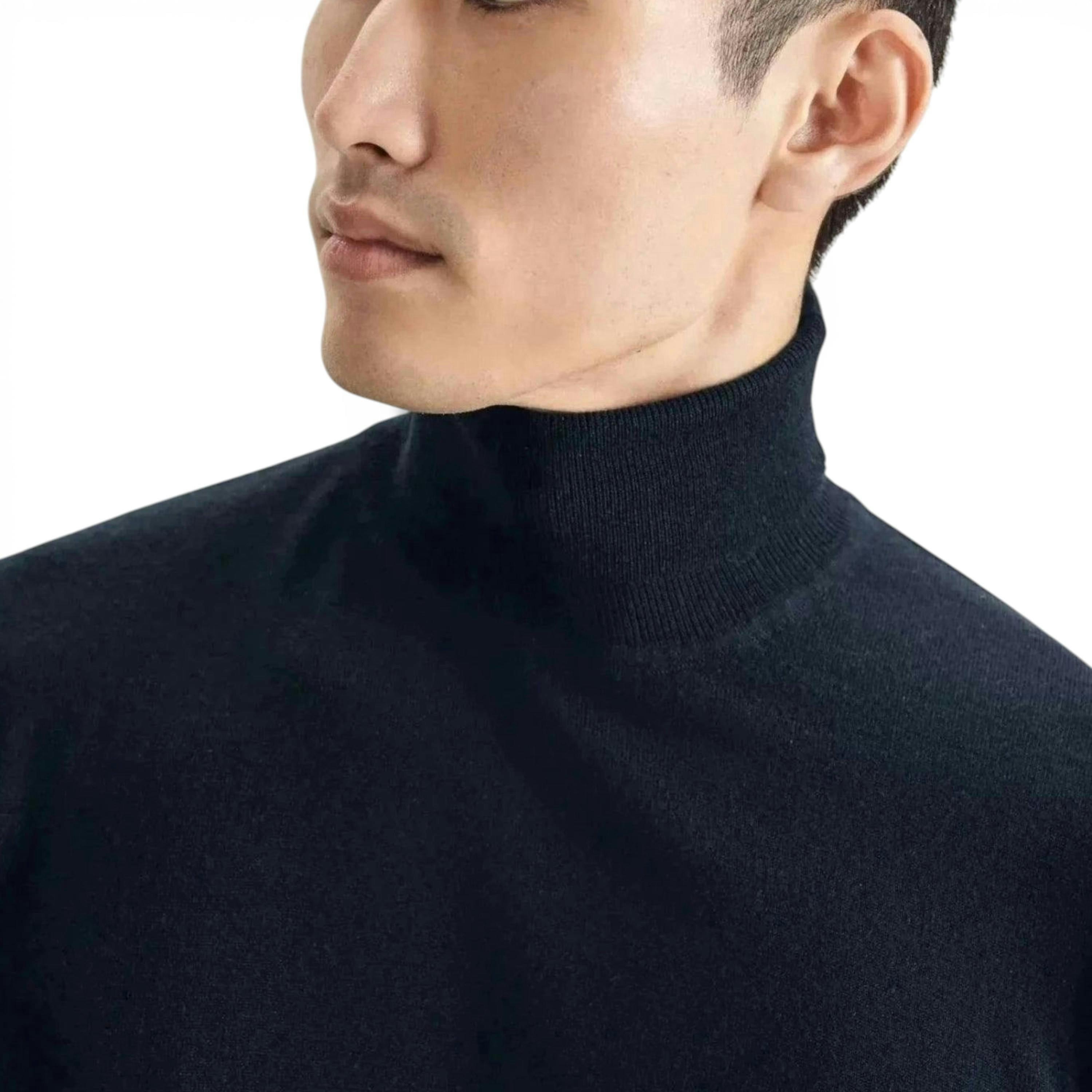Seidensticker Merino Wool Roll Neck Knit Dark Blue , view 3 of 6