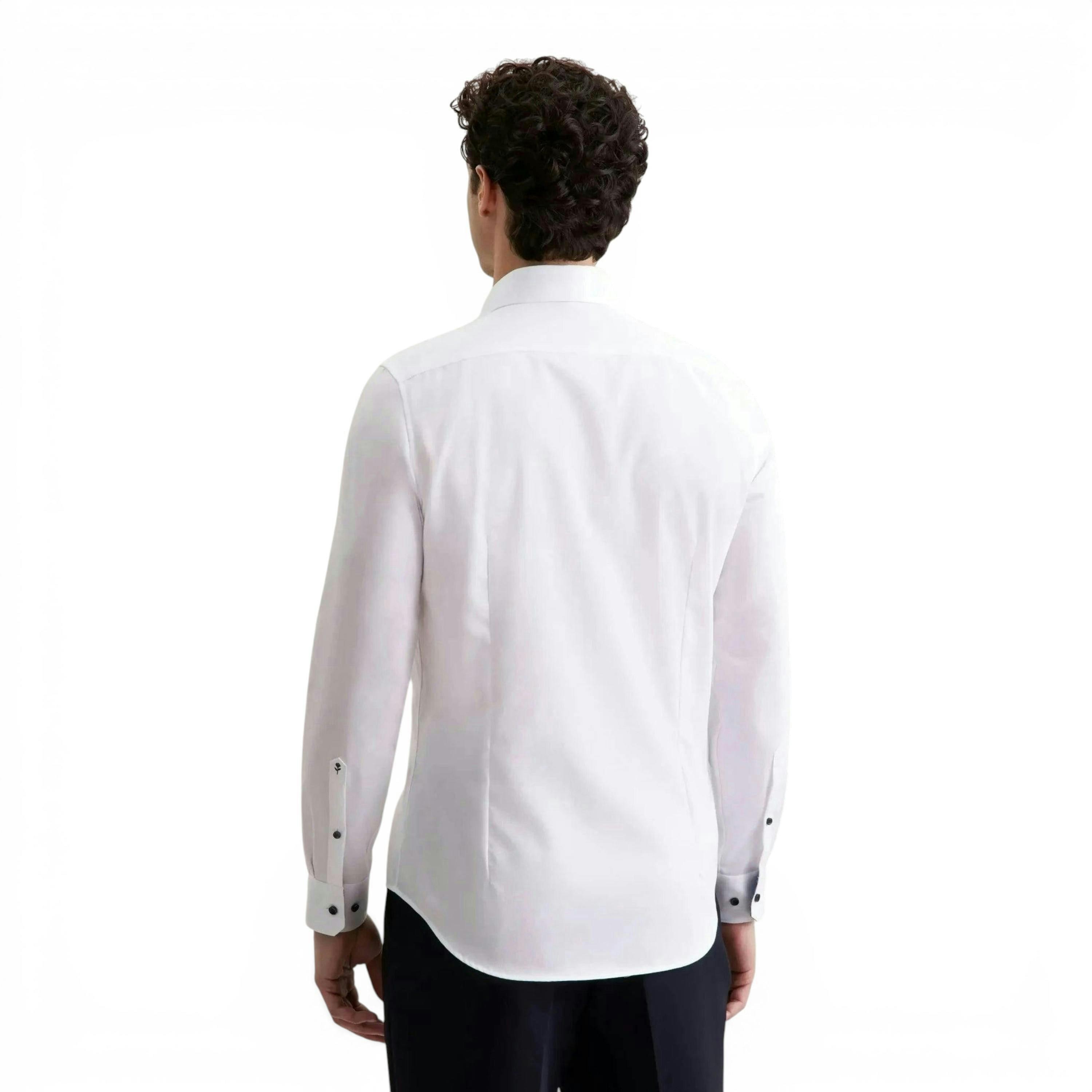 Seidensticker Shaped Fit No Iron Contrast Patched Kent Collar Business Shirt White , view 2 of 6