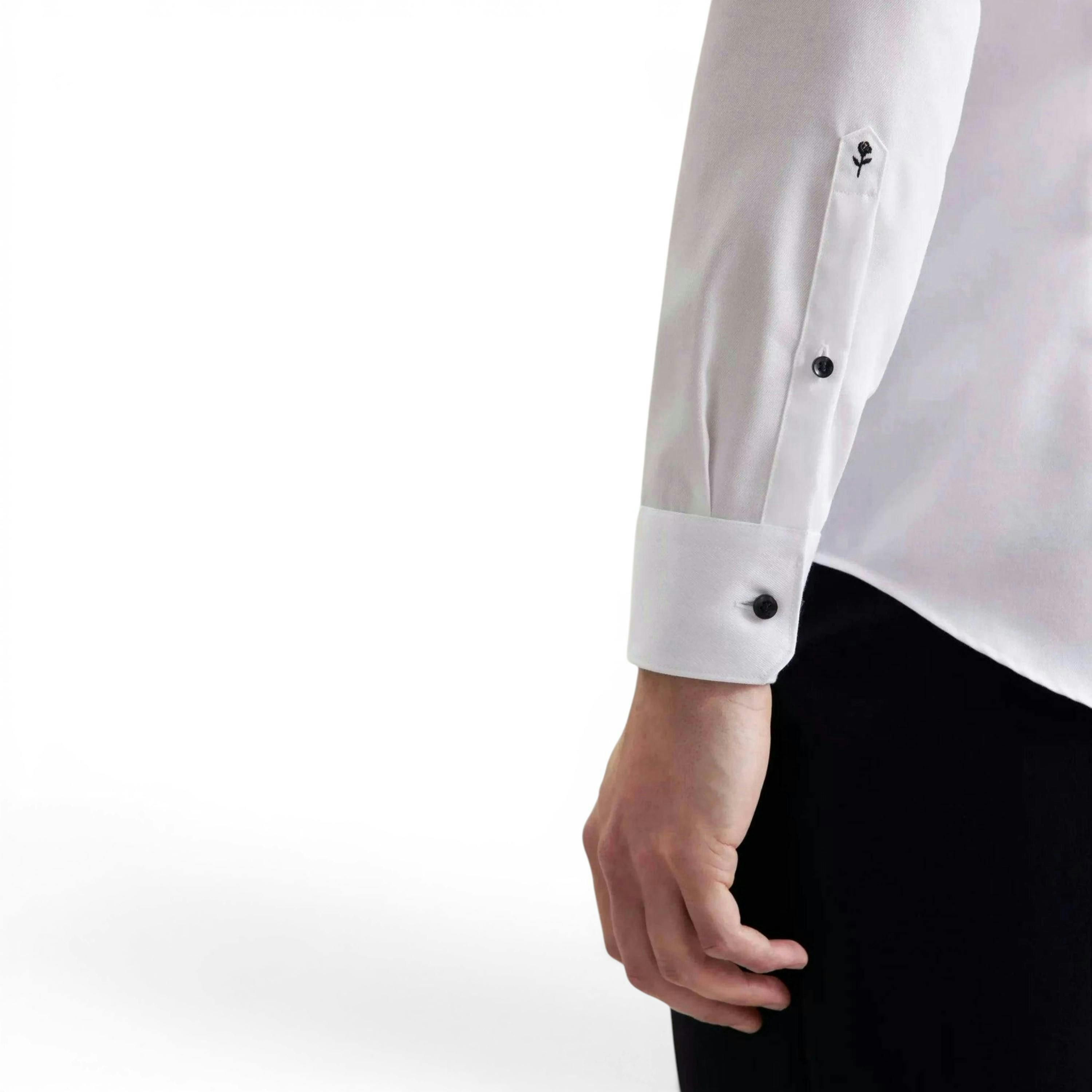 Seidensticker Shaped Fit No Iron Contrast Patched Kent Collar Business Shirt White , view 4 of 6